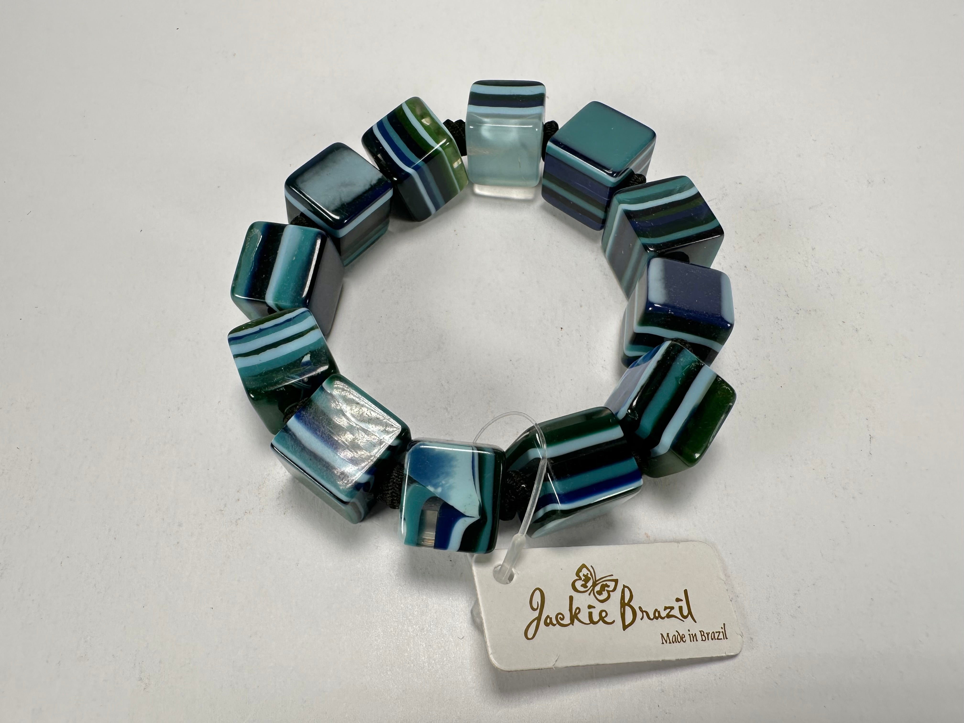 Jackie Brazil "POP" Liquorice Blue Mix Small Cubes Bracelet ( B0224 )