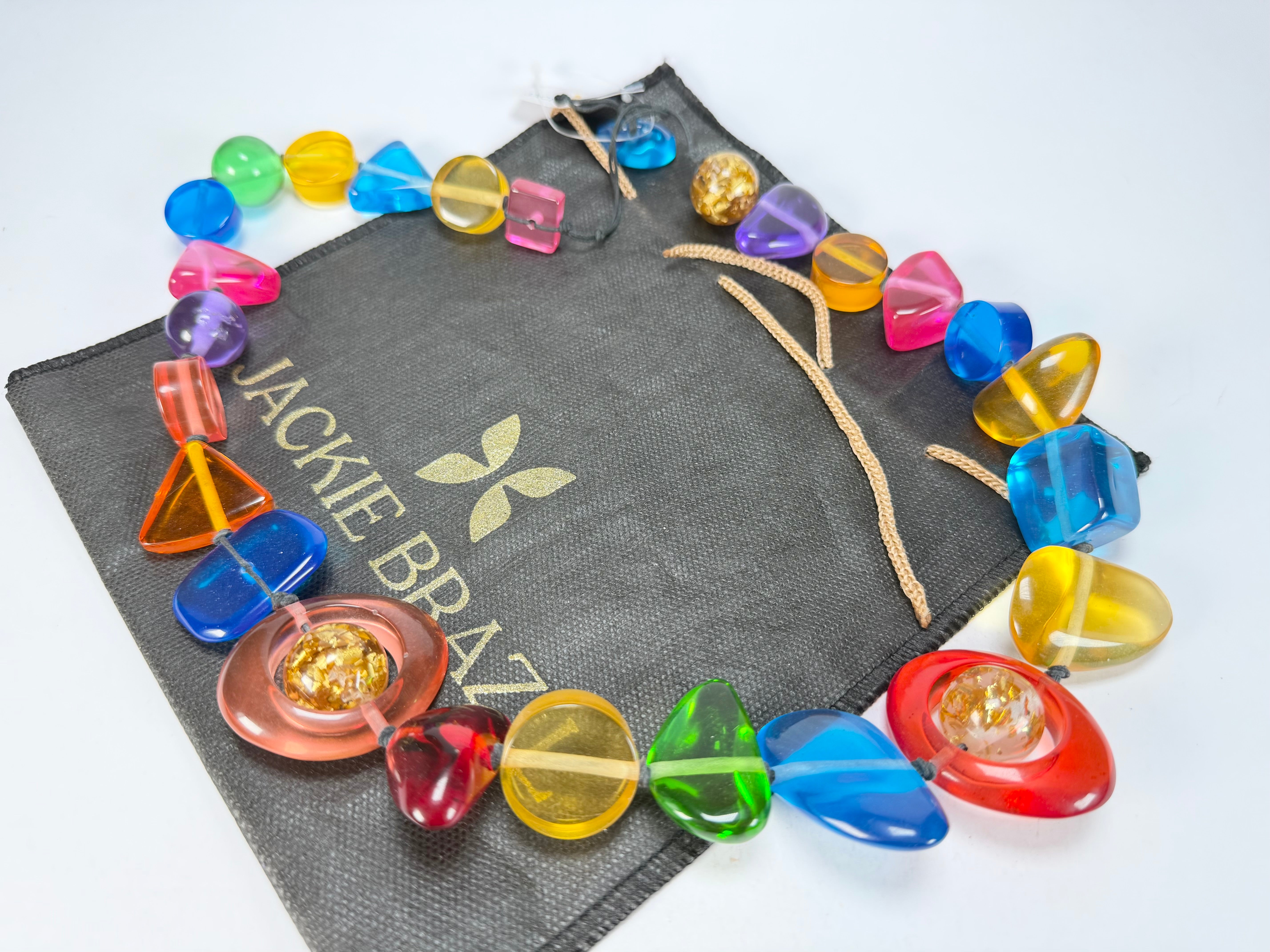 Jackie Brazil "Indiana" Transparent Carnaval Mix Multi-Bead Medium Resin 70cm Necklace ( N0033 )