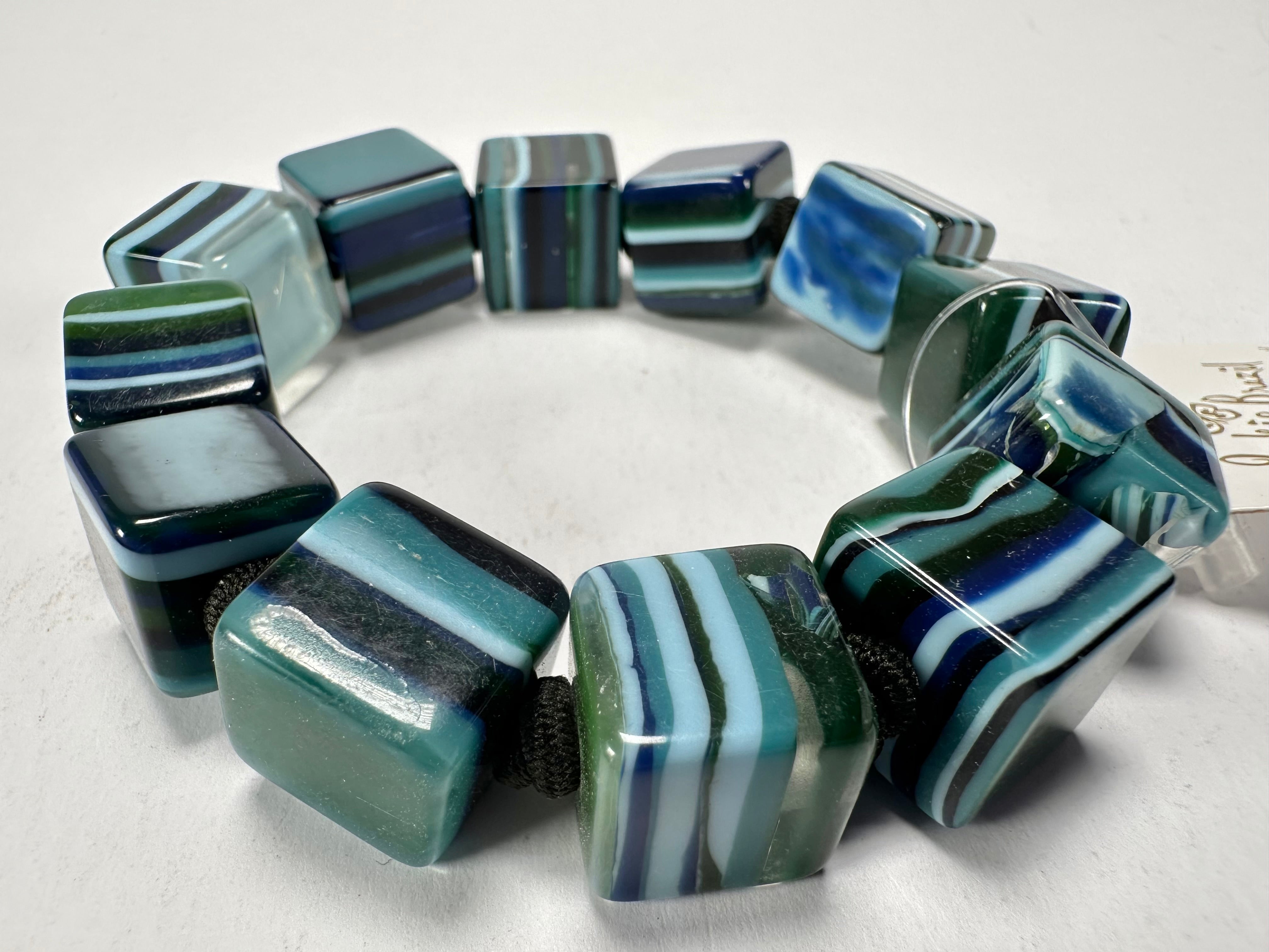 Jackie Brazil "POP" Liquorice Blue Mix Small Cubes Bracelet ( B0224 )