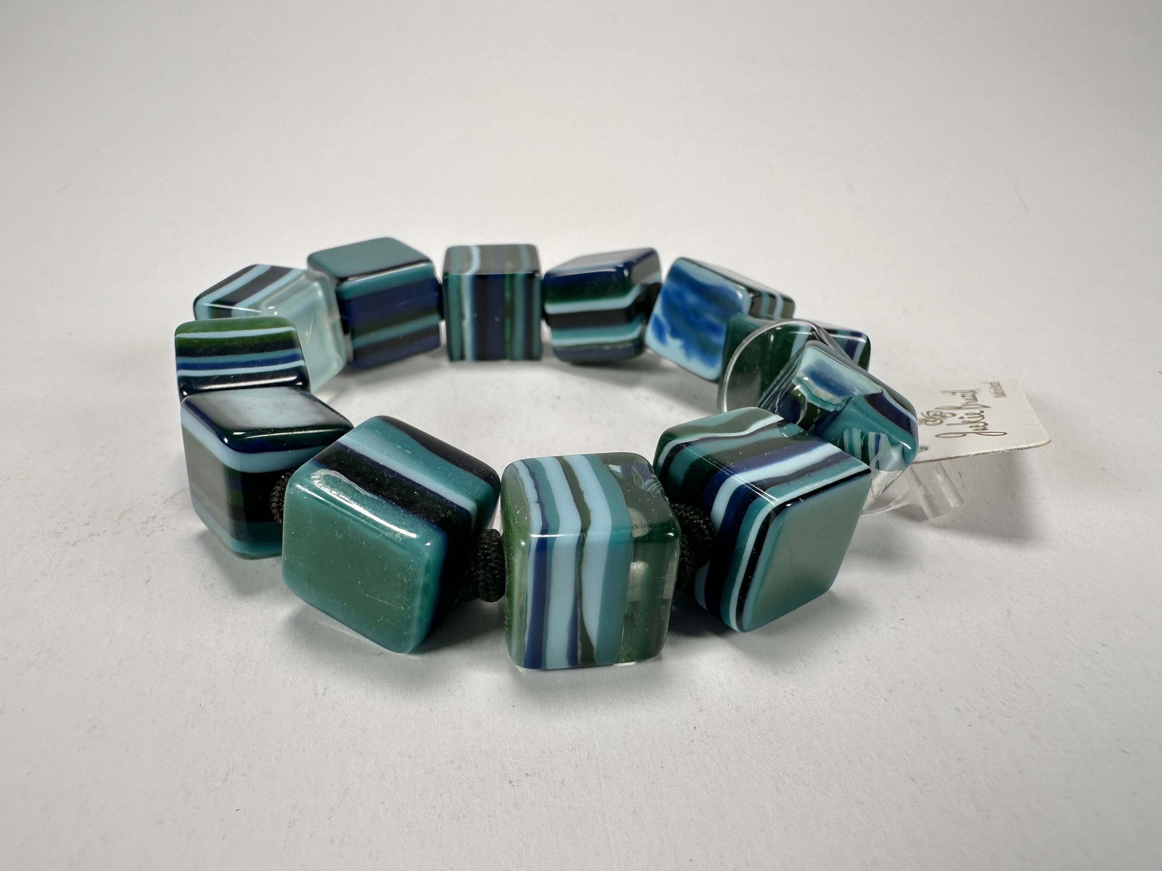 Jackie Brazil "POP" Liquorice Blue Mix Small Cubes Bracelet ( B0224 )