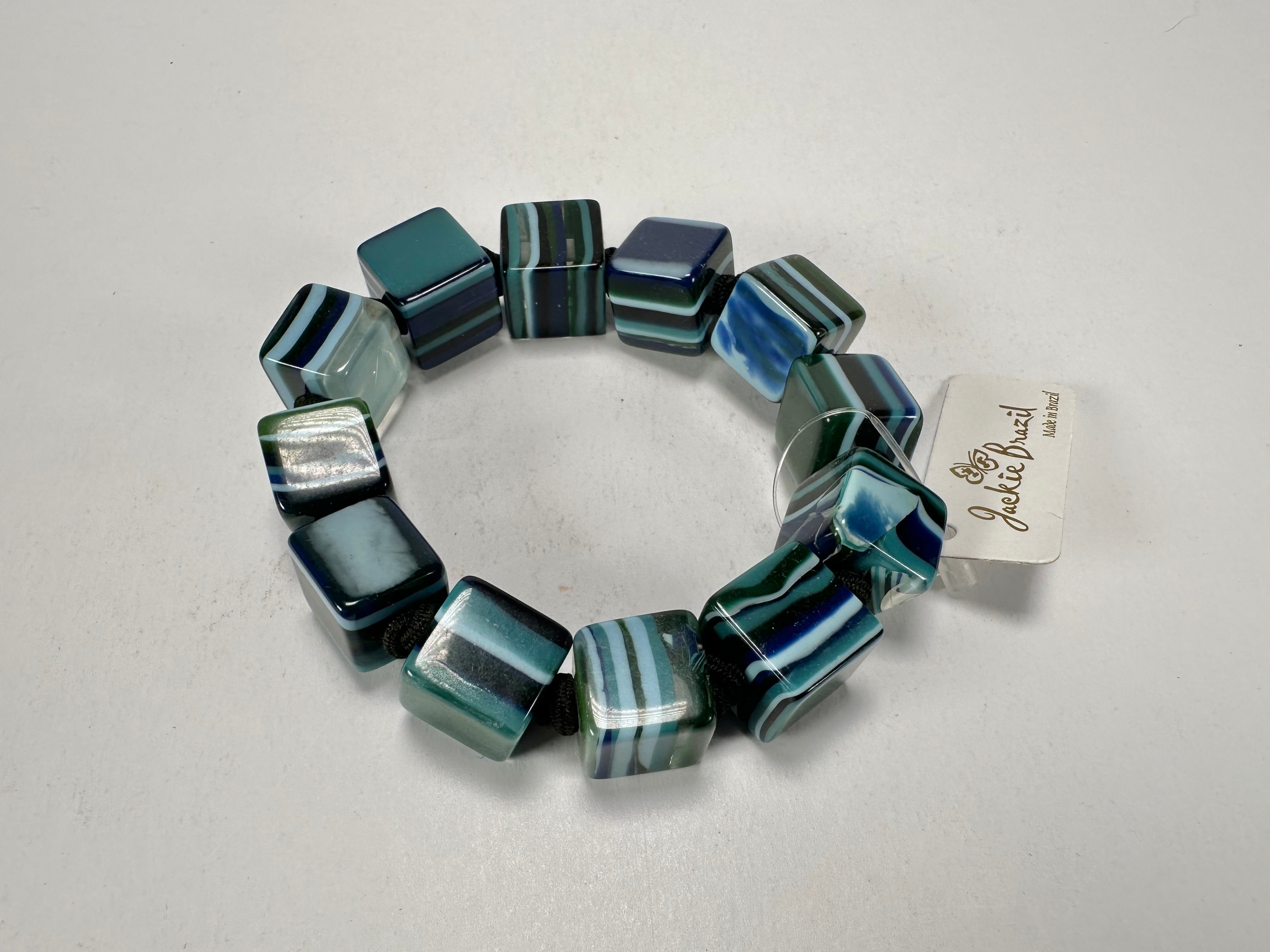 Jackie Brazil "POP" Liquorice Blue Mix Small Cubes Bracelet ( B0224 )