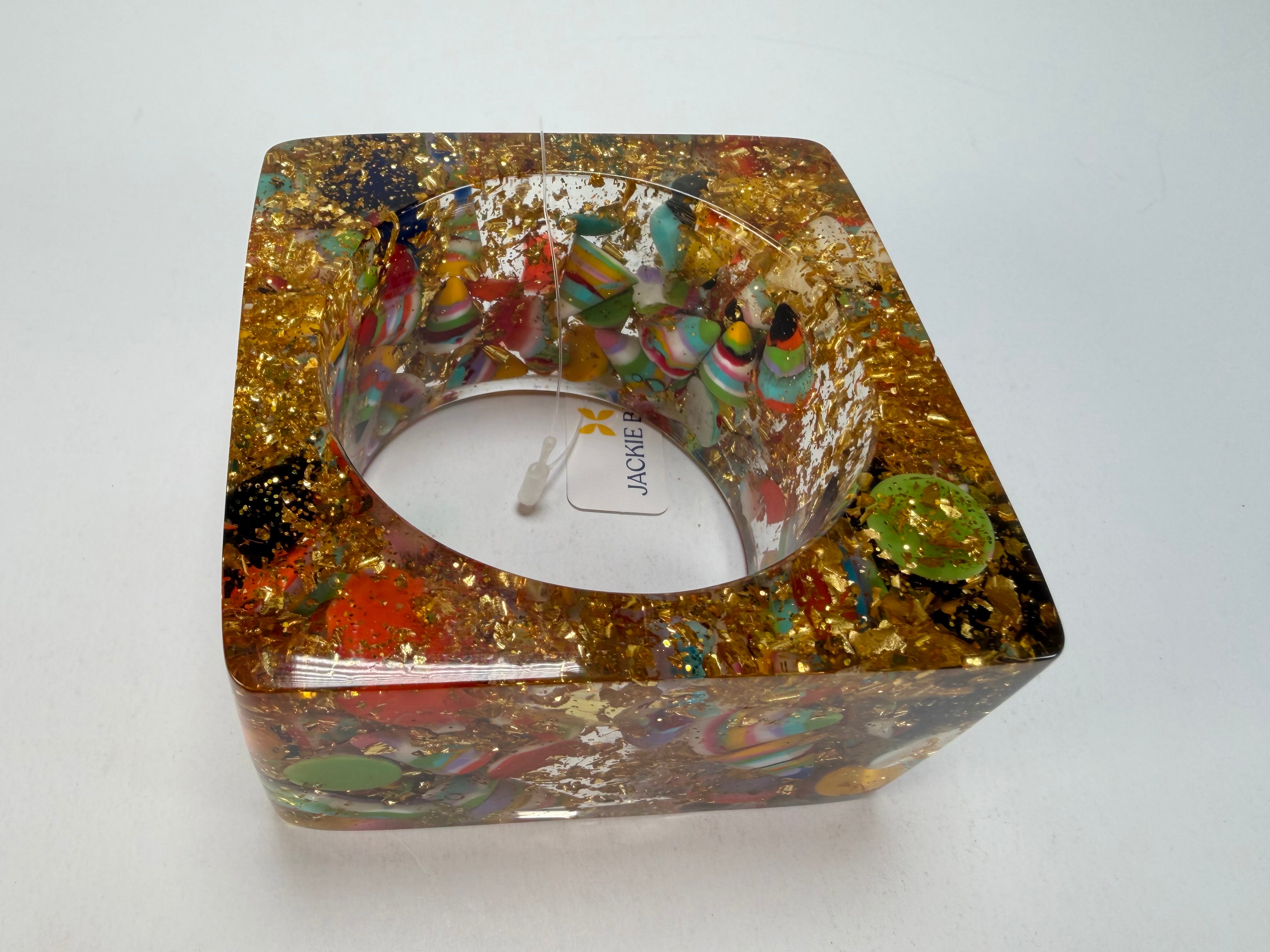 Jackie Brazil "Solid Square" Cascade x Gold Flakes 5cm Bangle ( B2100 )