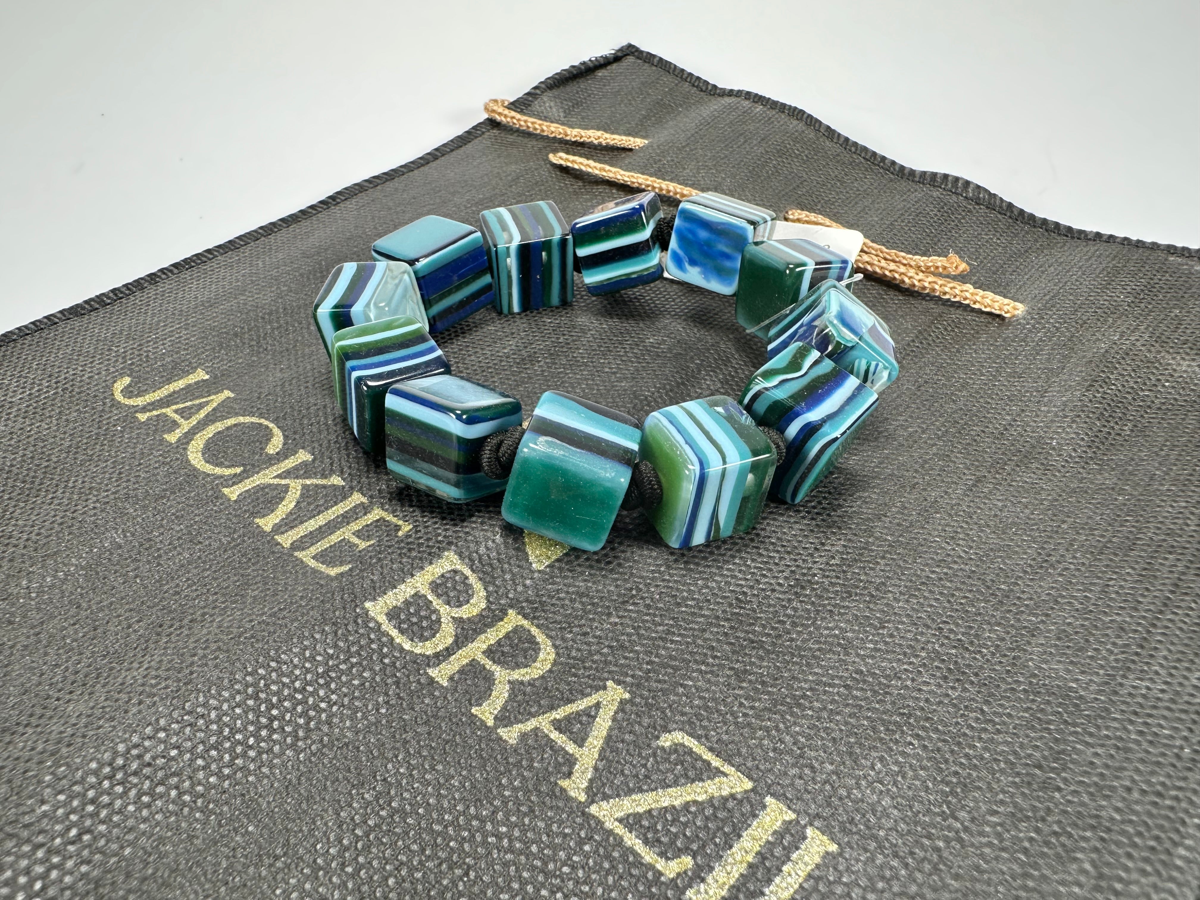 Jackie Brazil "POP" Liquorice Blue Mix Small Cubes Bracelet ( B0224 )