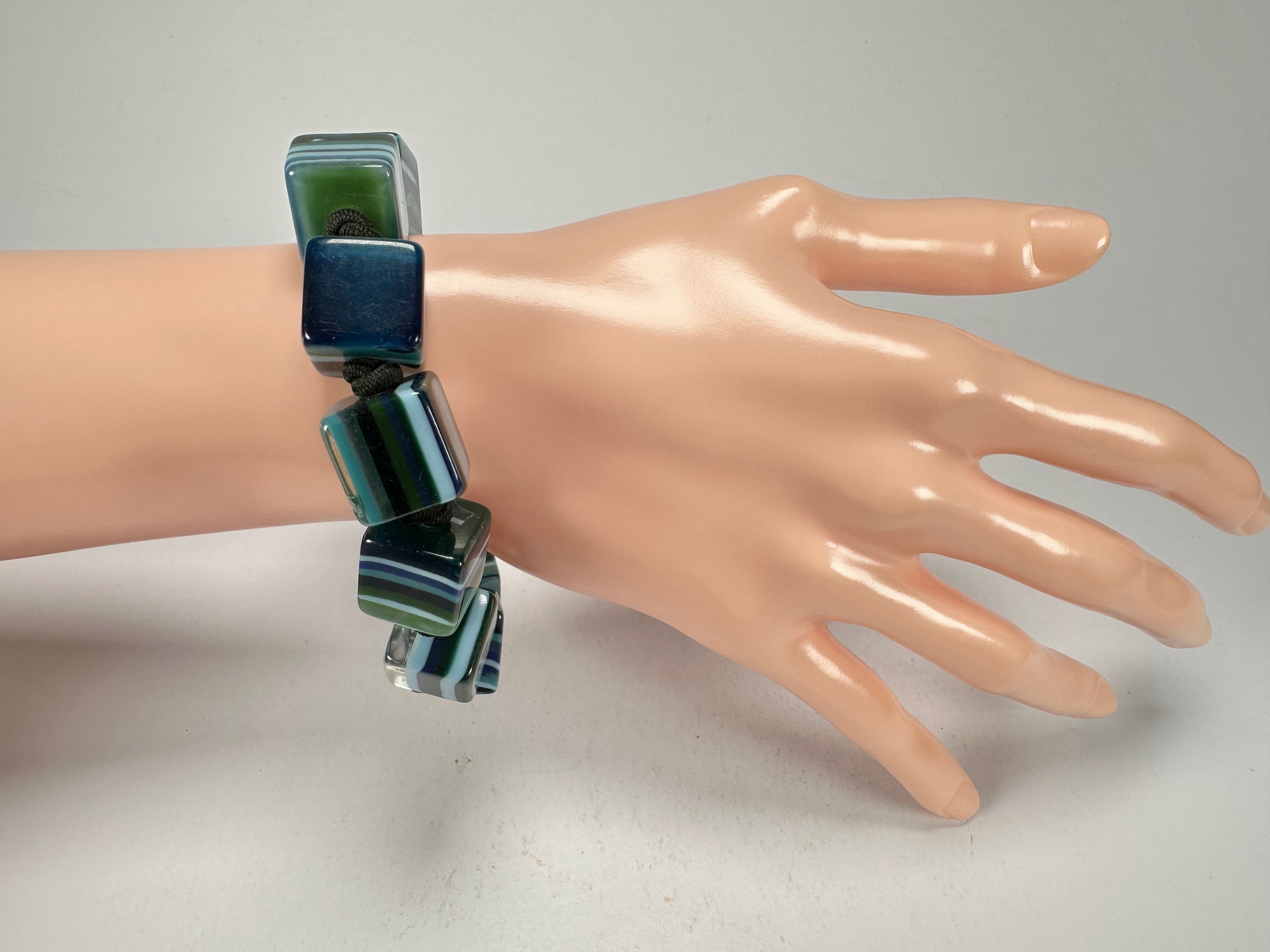 Jackie Brazil "POP" Liquorice Blue Mix Small Cubes Bracelet ( B0224 )