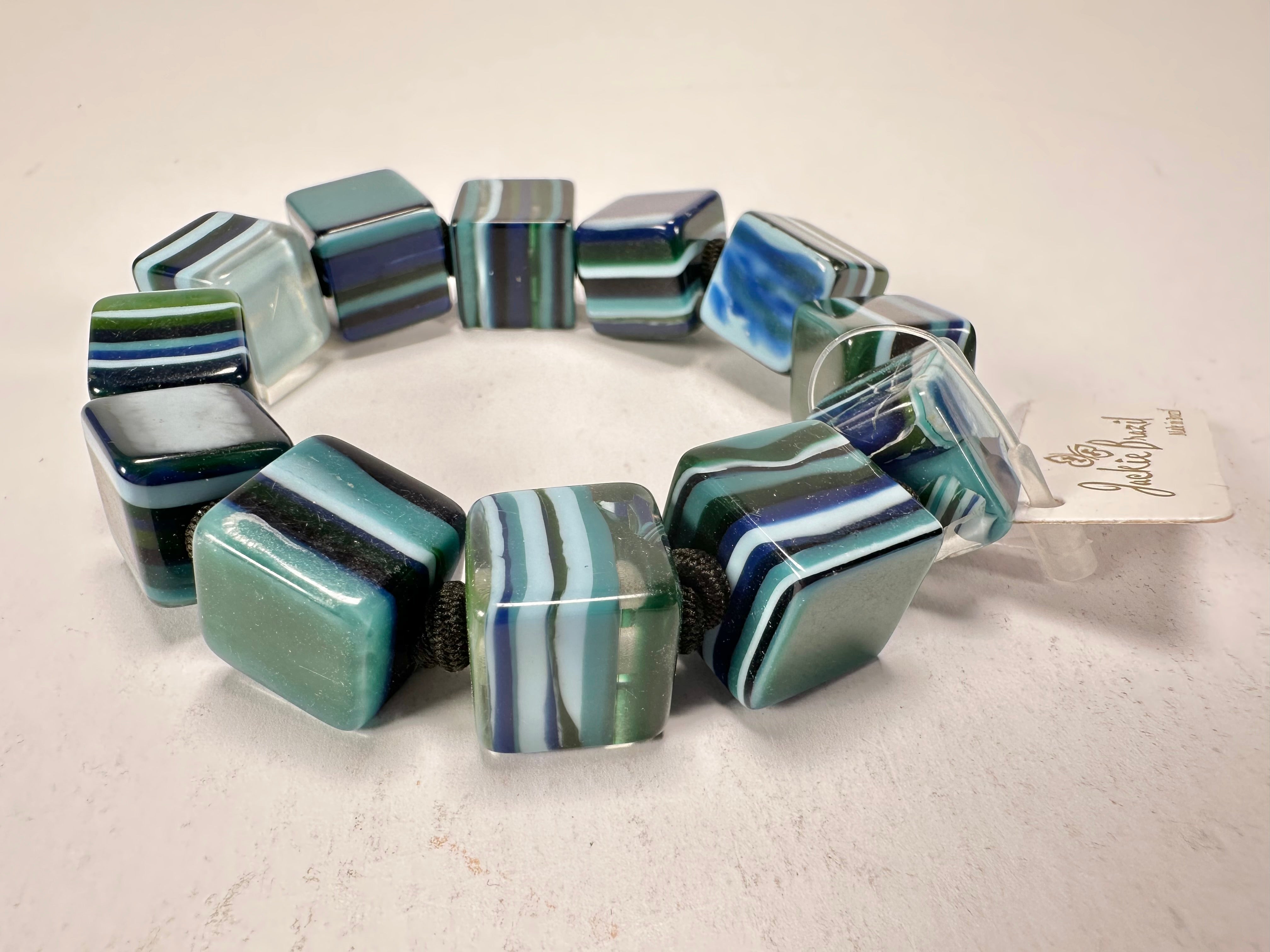 Jackie Brazil "POP" Liquorice Blue Mix Small Cubes Bracelet ( B0224 )
