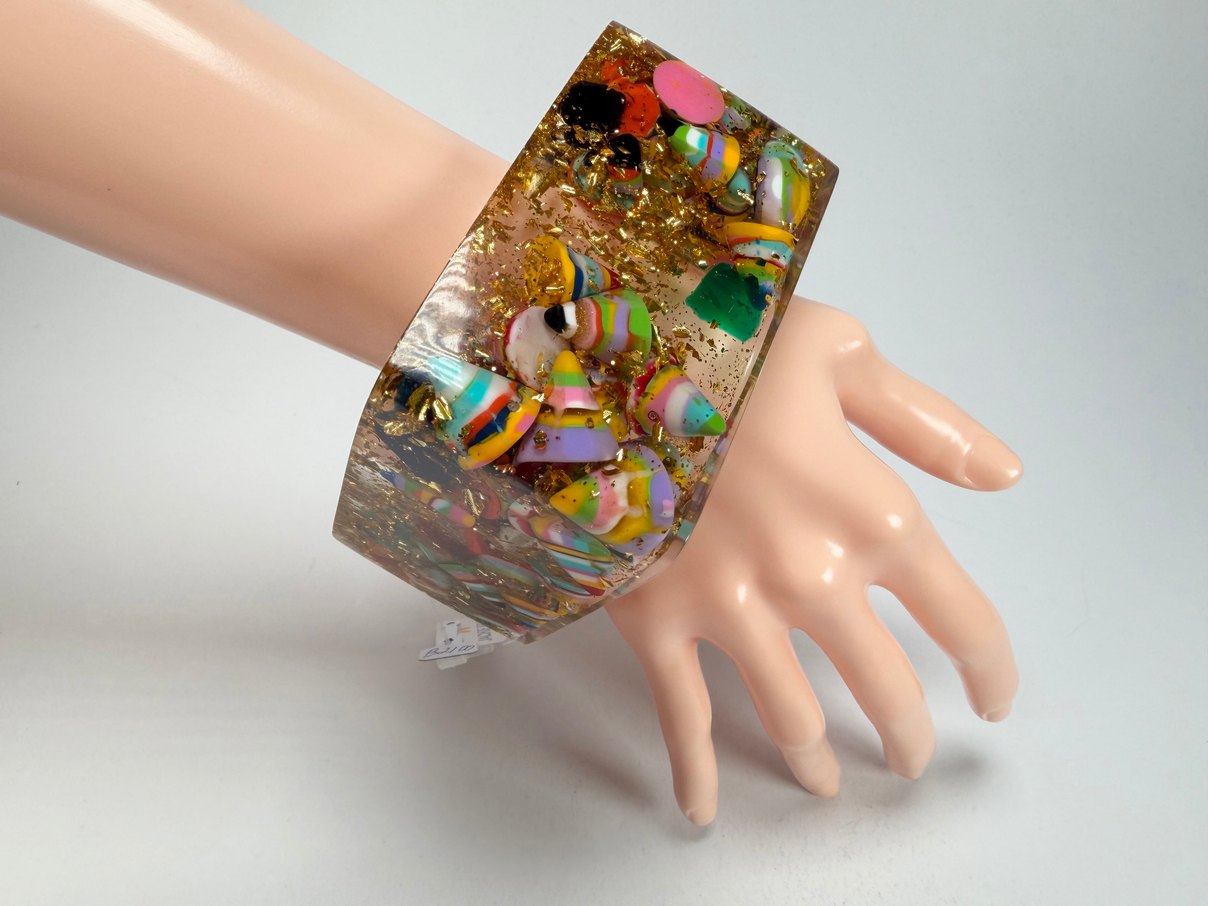 Jackie Brazil "Solid Square" Cascade x Gold Flakes 5cm Bangle ( B2100 )