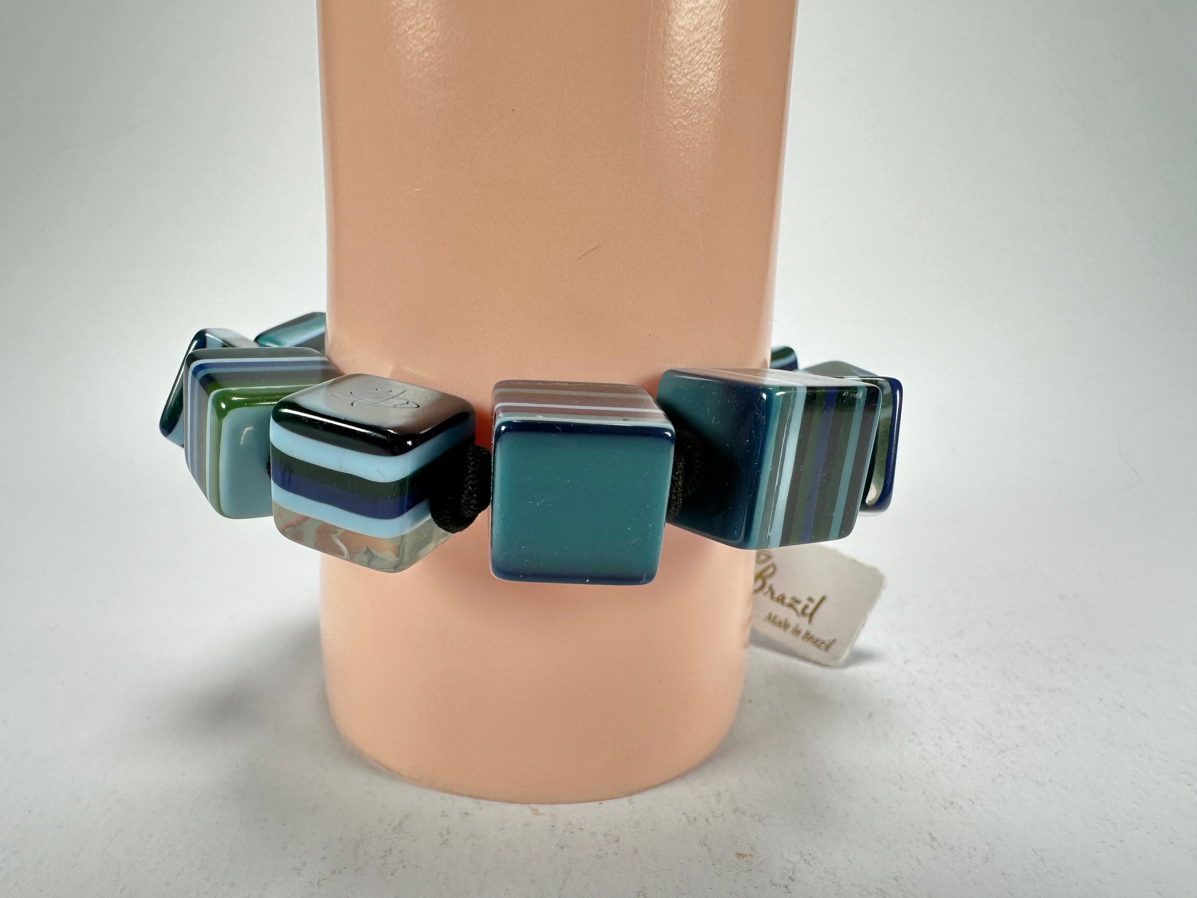 Jackie Brazil "POP" Liquorice Blue Mix Small Cubes Bracelet ( B0224 )