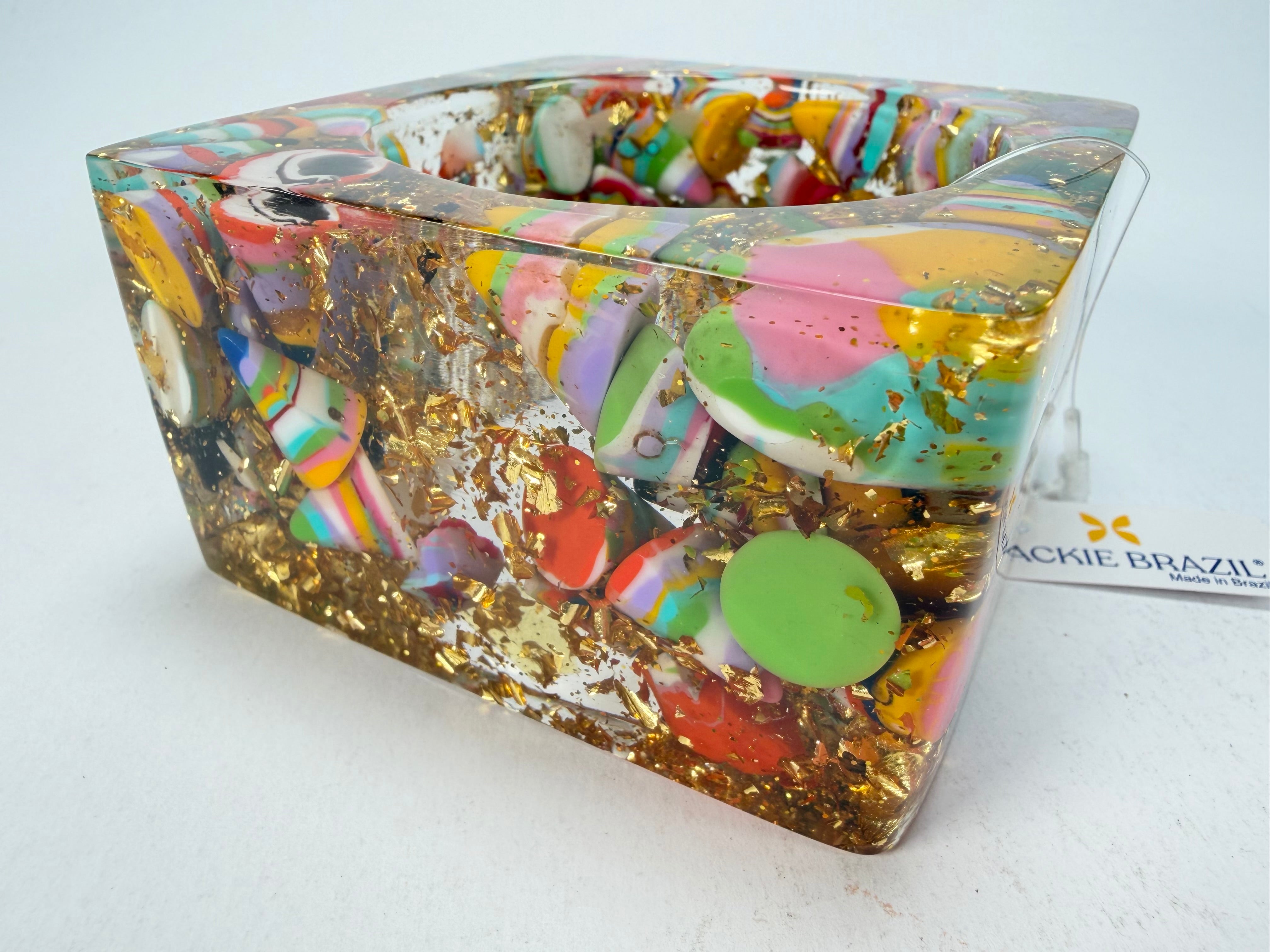 Jackie Brazil "Solid Square" Cascade x Gold Flakes 5cm Bangle ( B2100 )