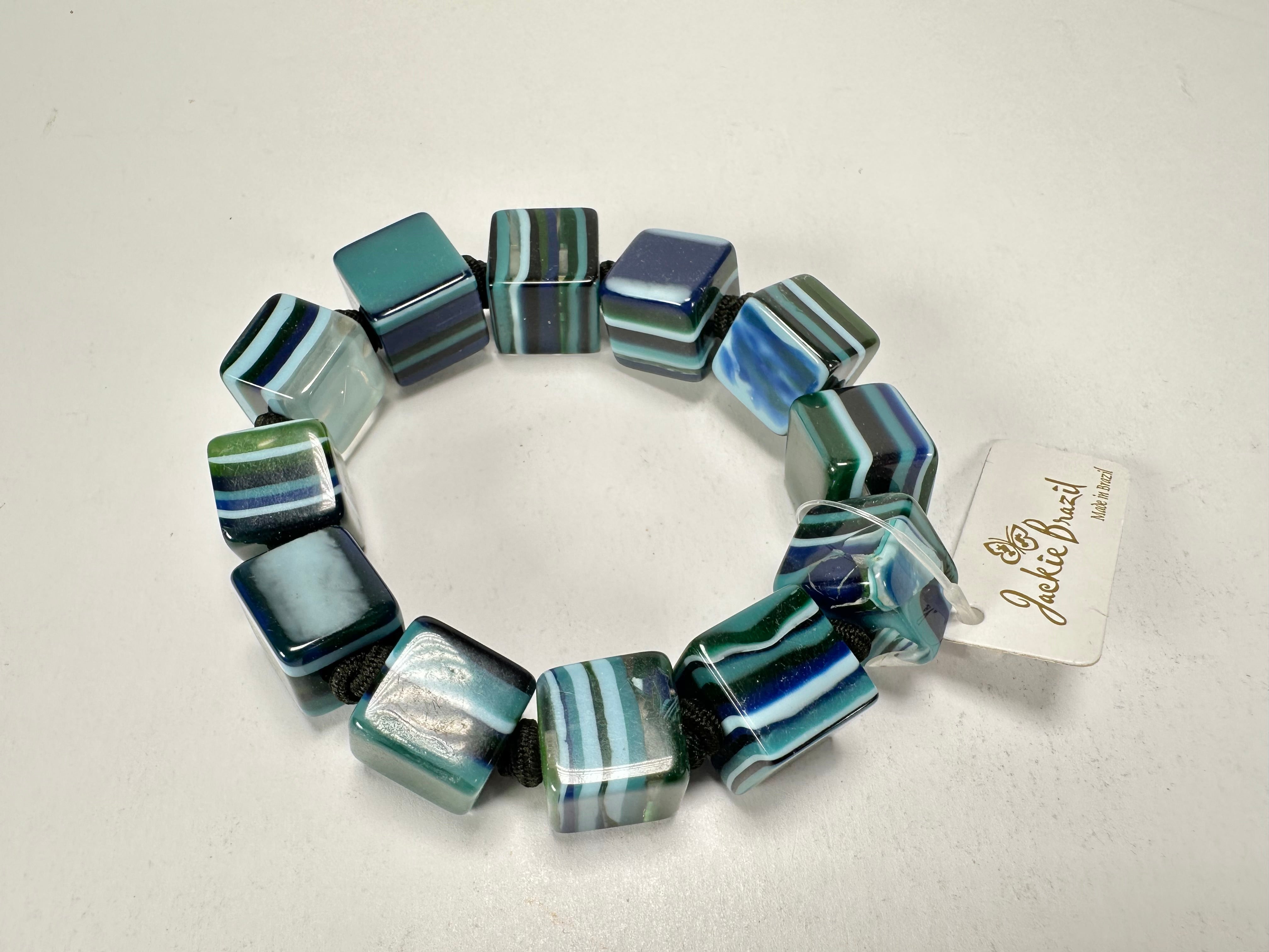 Jackie Brazil "POP" Liquorice Blue Mix Small Cubes Bracelet ( B0224 )