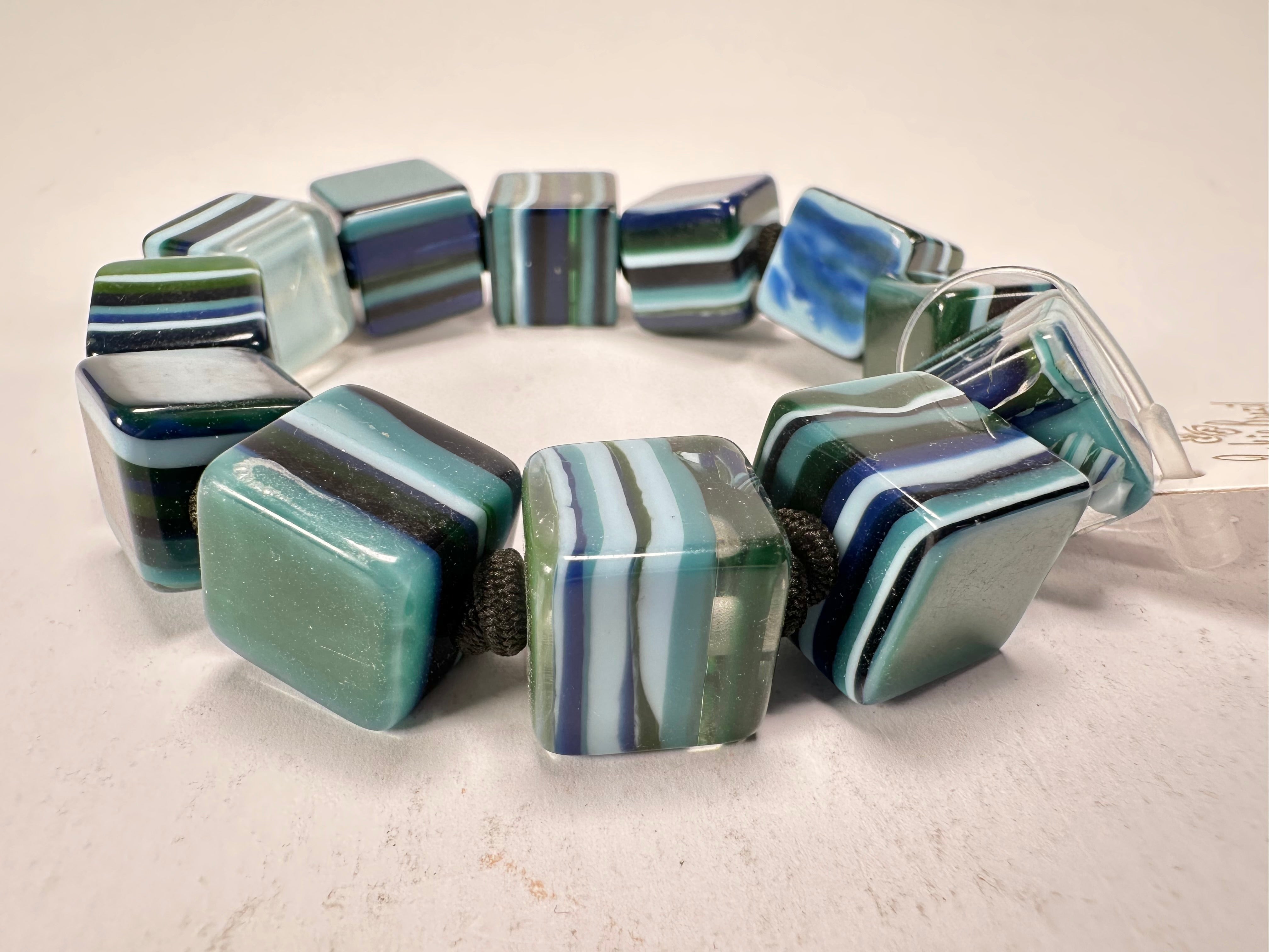 Jackie Brazil "POP" Liquorice Blue Mix Small Cubes Bracelet ( B0224 )