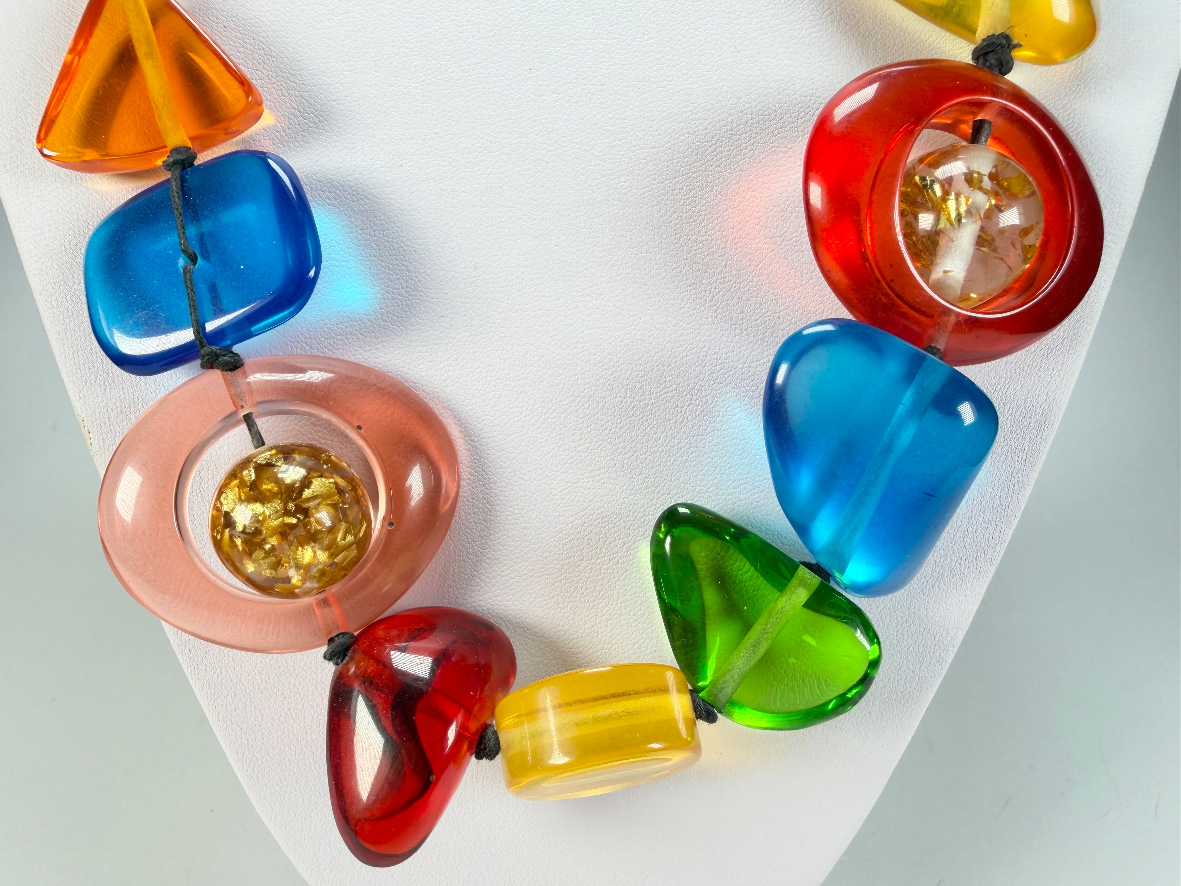 Jackie Brazil "Indiana" Transparent Carnaval Mix Multi-Bead Medium Resin 70cm Necklace ( N0033 )