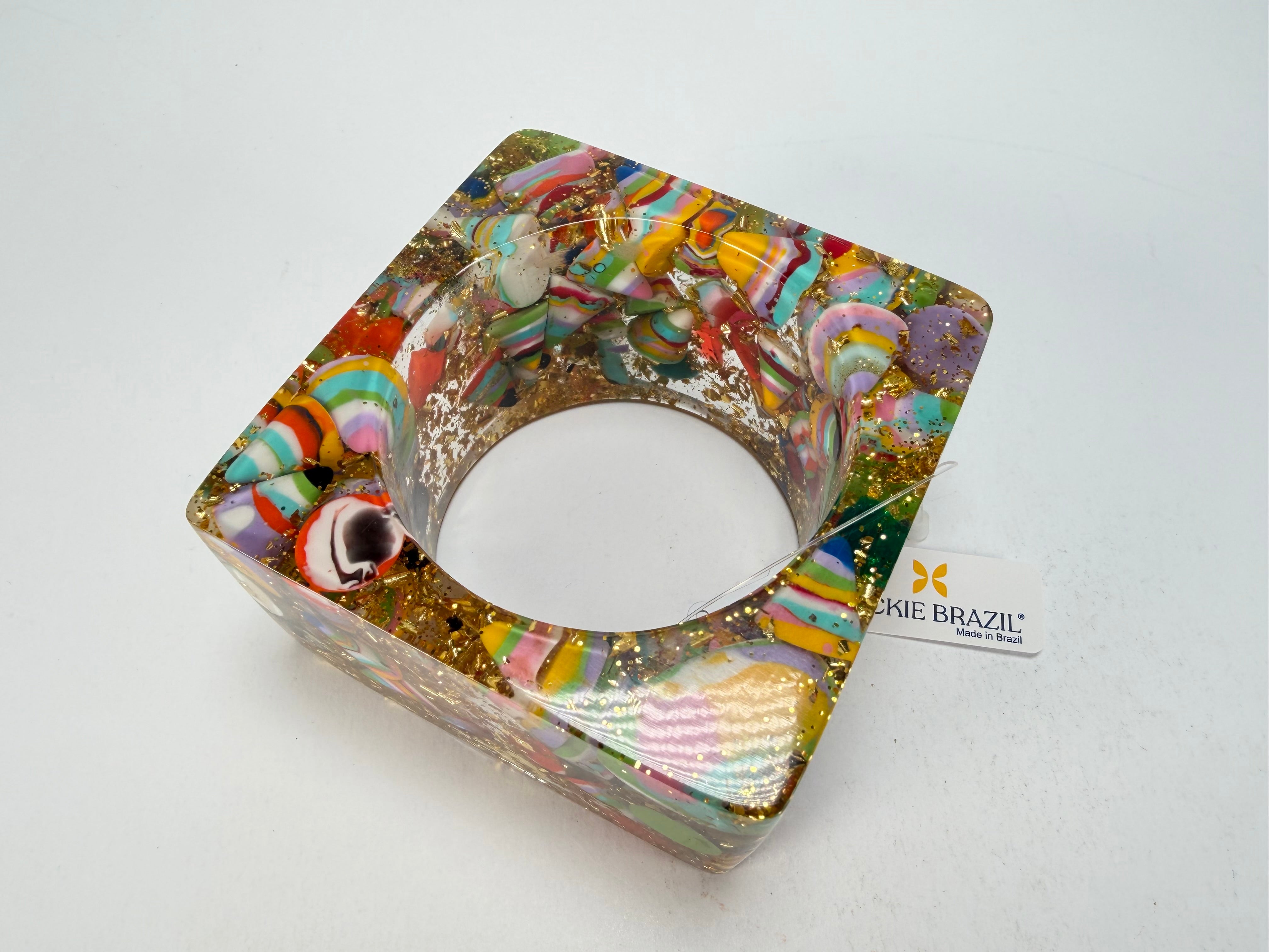 Jackie Brazil "Solid Square" Cascade x Gold Flakes 5cm Bangle ( B2100 )