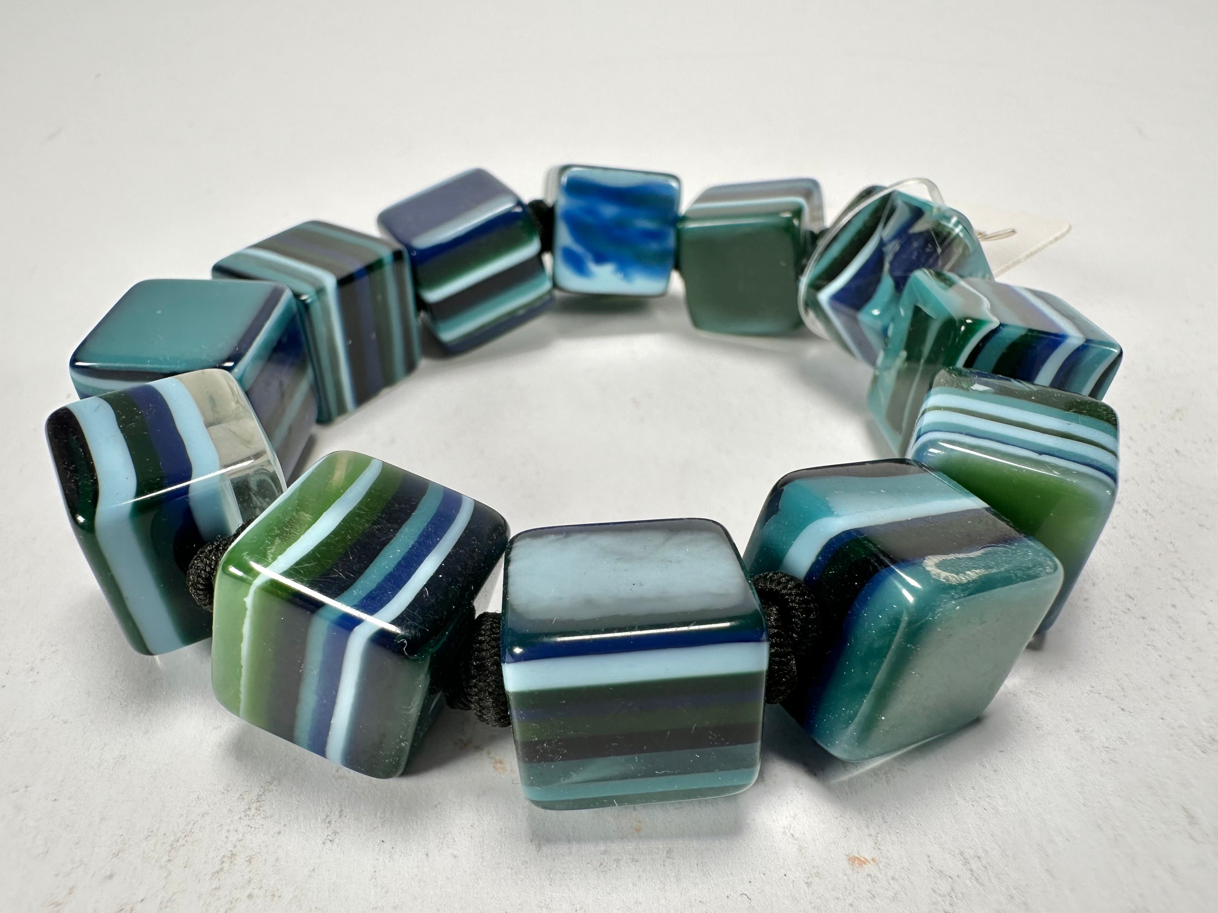 Jackie Brazil "POP" Liquorice Blue Mix Small Cubes Bracelet ( B0224 )