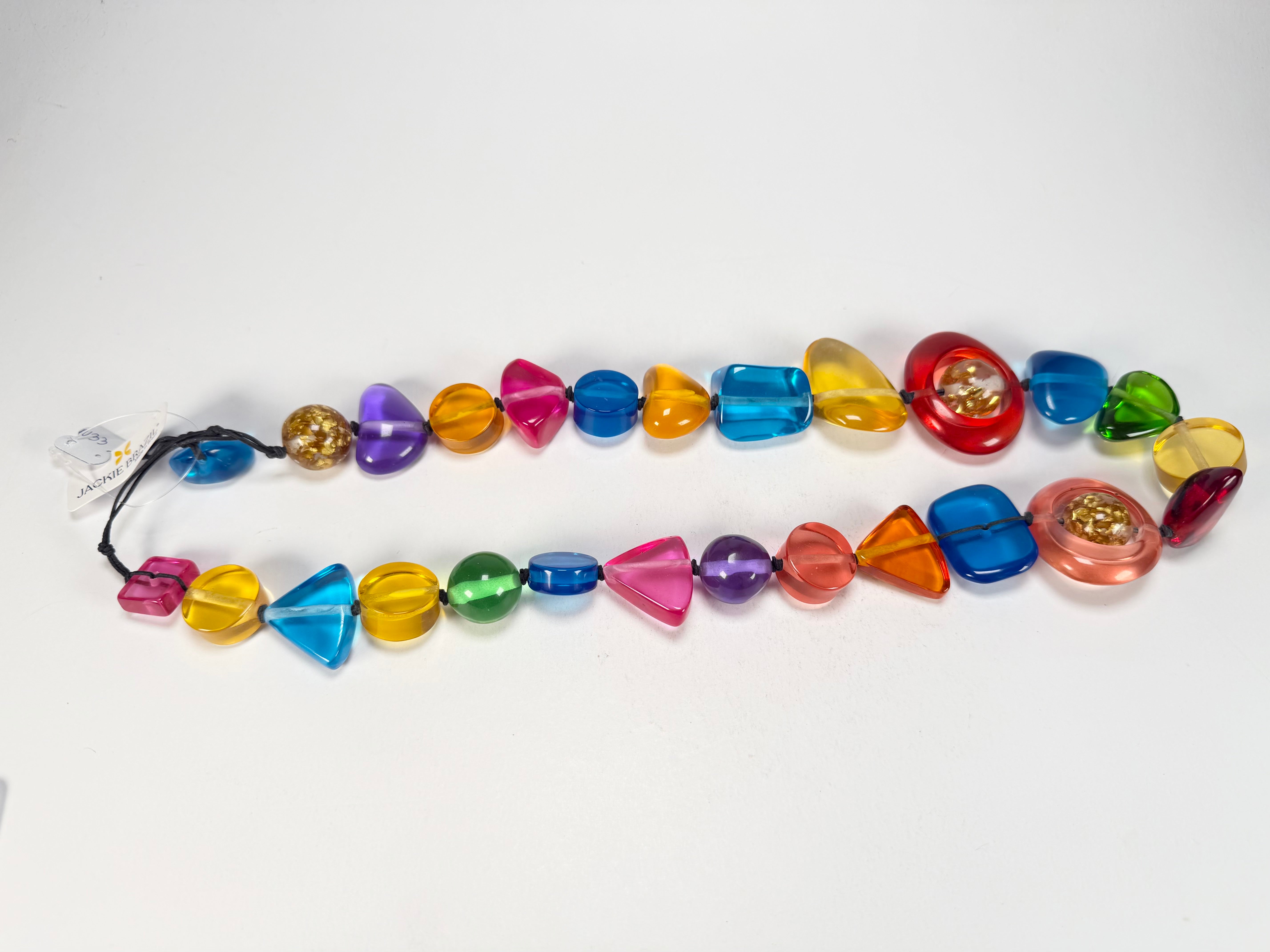 Jackie Brazil "Indiana" Transparent Carnaval Mix Multi-Bead Medium Resin 70cm Necklace ( N0033 )