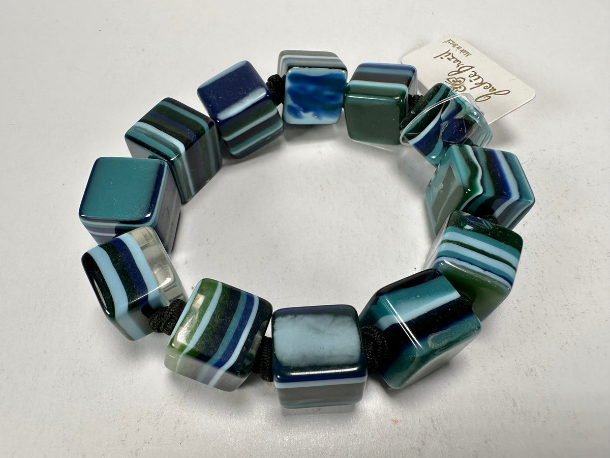 Jackie Brazil "POP" Liquorice Blue Mix Small Cubes Bracelet ( B0224 )