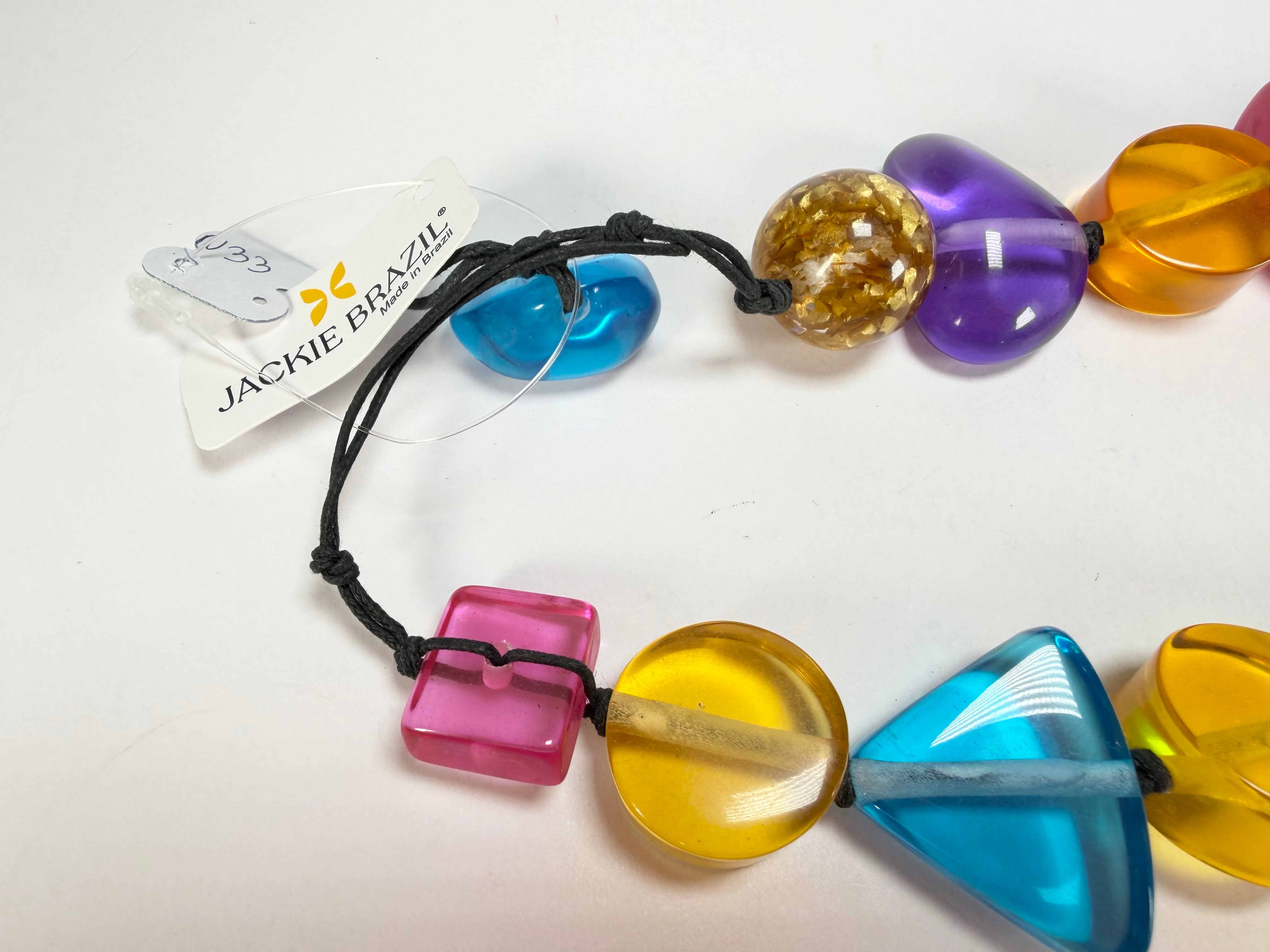 Jackie Brazil "Indiana" Transparent Carnaval Mix Multi-Bead Medium Resin 70cm Necklace ( N0033 )