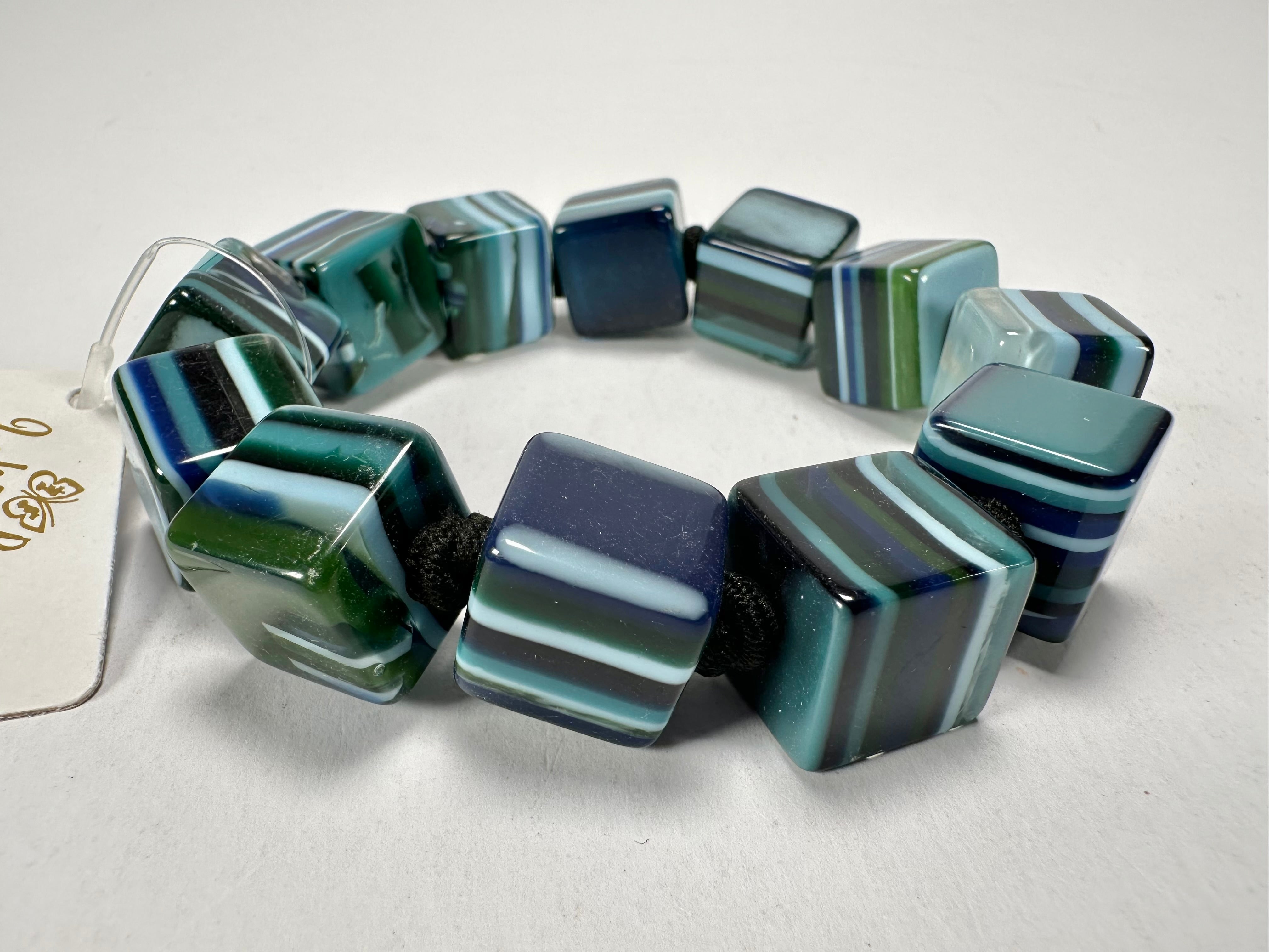 Jackie Brazil "POP" Liquorice Blue Mix Small Cubes Bracelet ( B0224 )