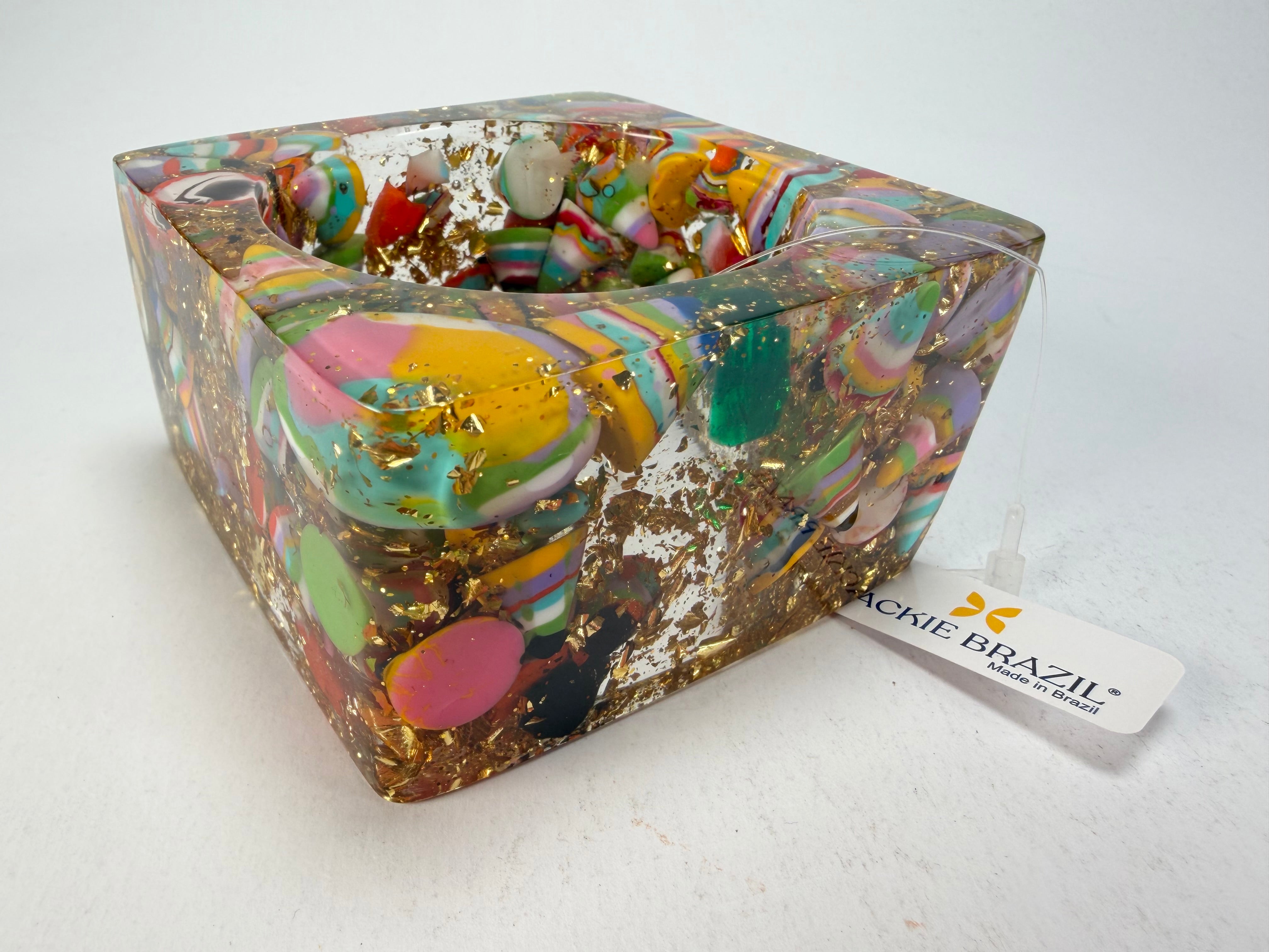 Jackie Brazil "Solid Square" Cascade x Gold Flakes 5cm Bangle ( B2100 )