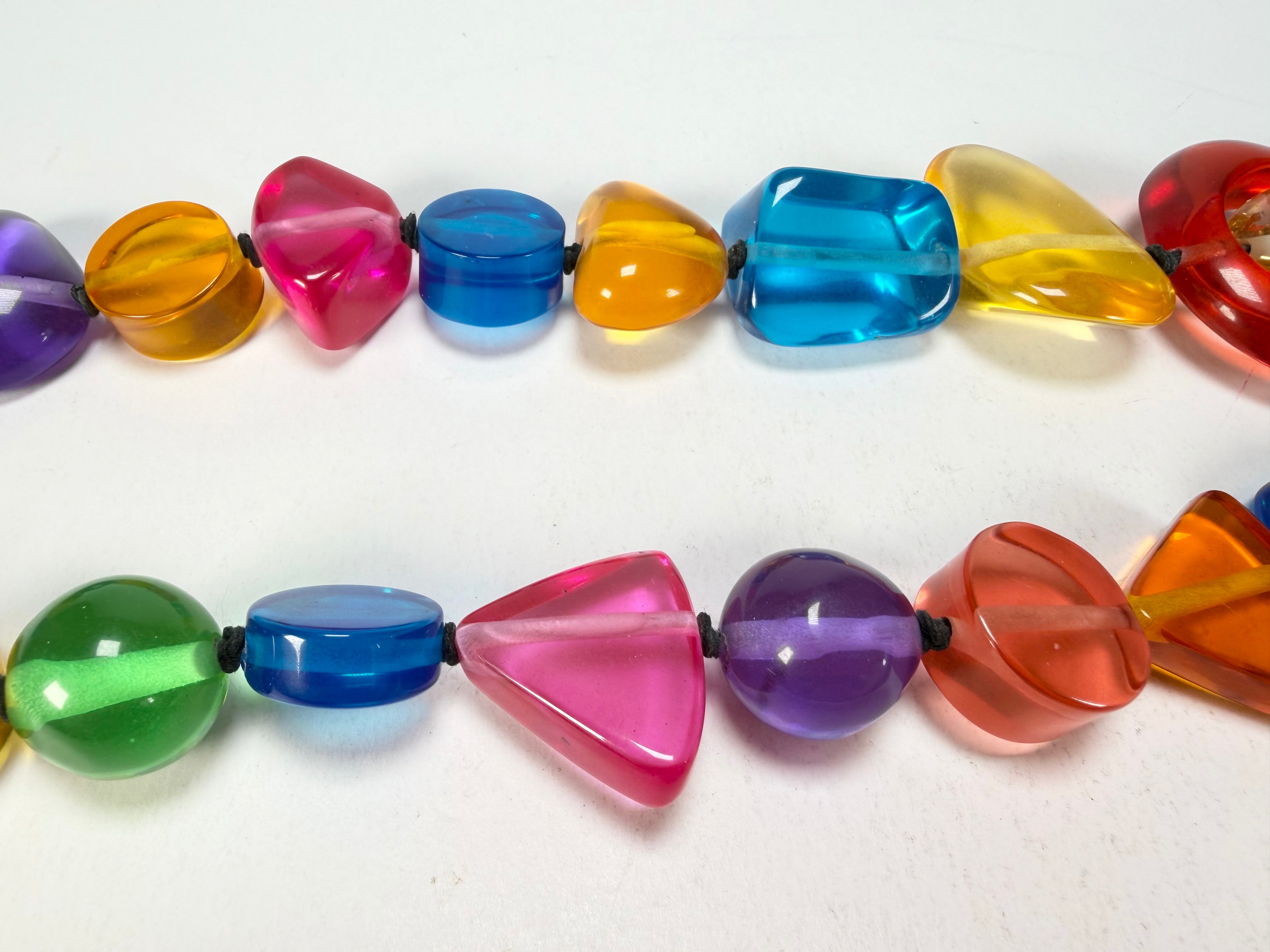 Jackie Brazil "Indiana" Transparent Carnaval Mix Multi-Bead Medium Resin 70cm Necklace ( N0033 )