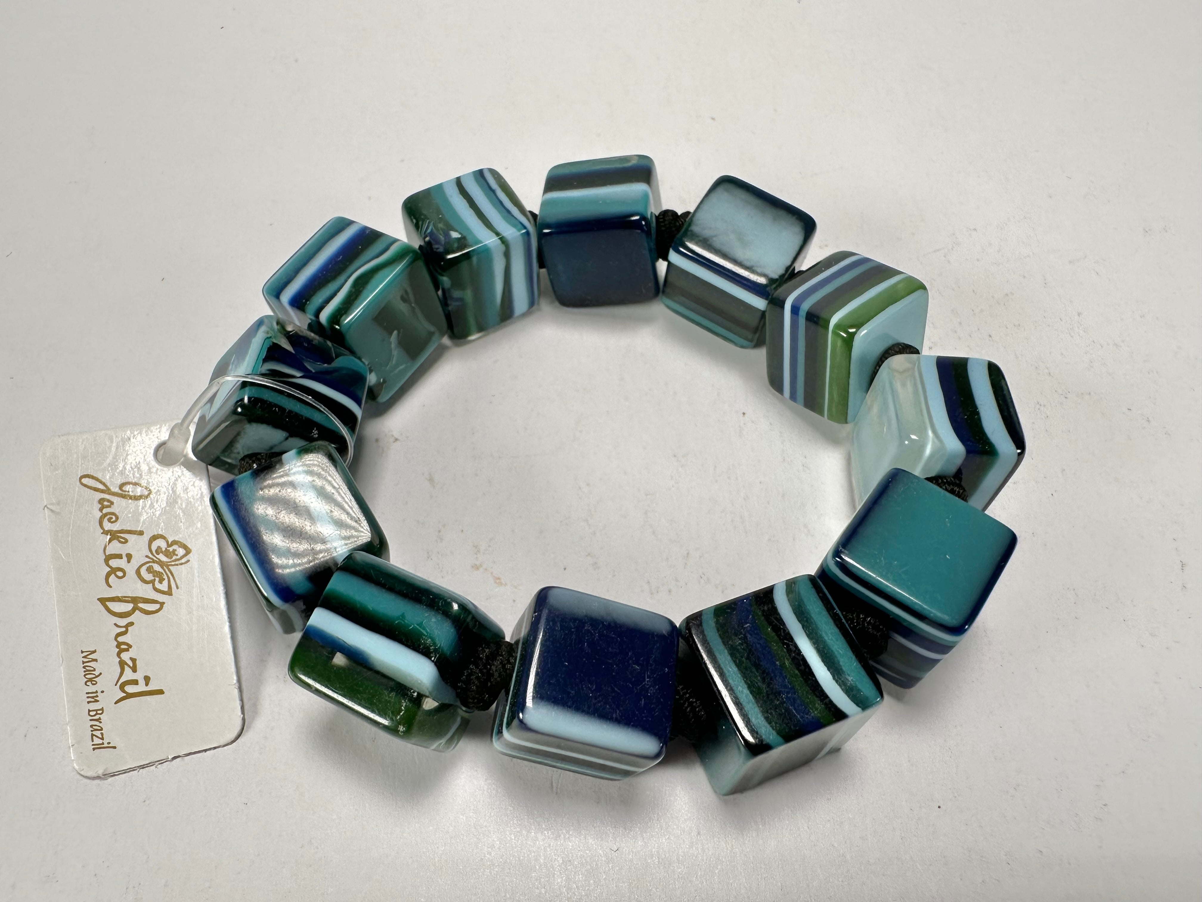 Jackie Brazil "POP" Liquorice Blue Mix Small Cubes Bracelet ( B0224 )