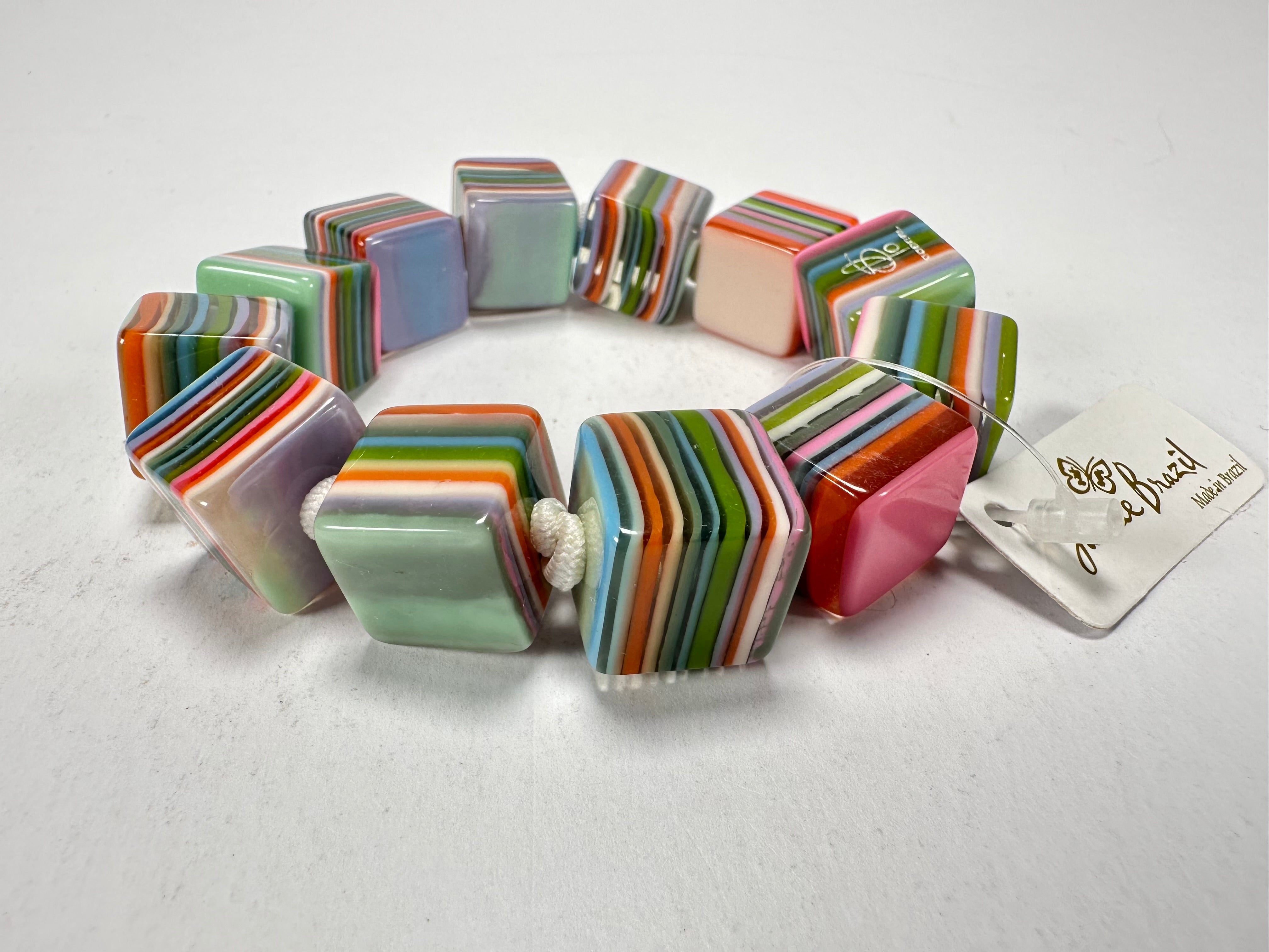 Jackie Brazil "POP" Liquorice Spring Mix Small Cubes Bracelet ( B0224 )
