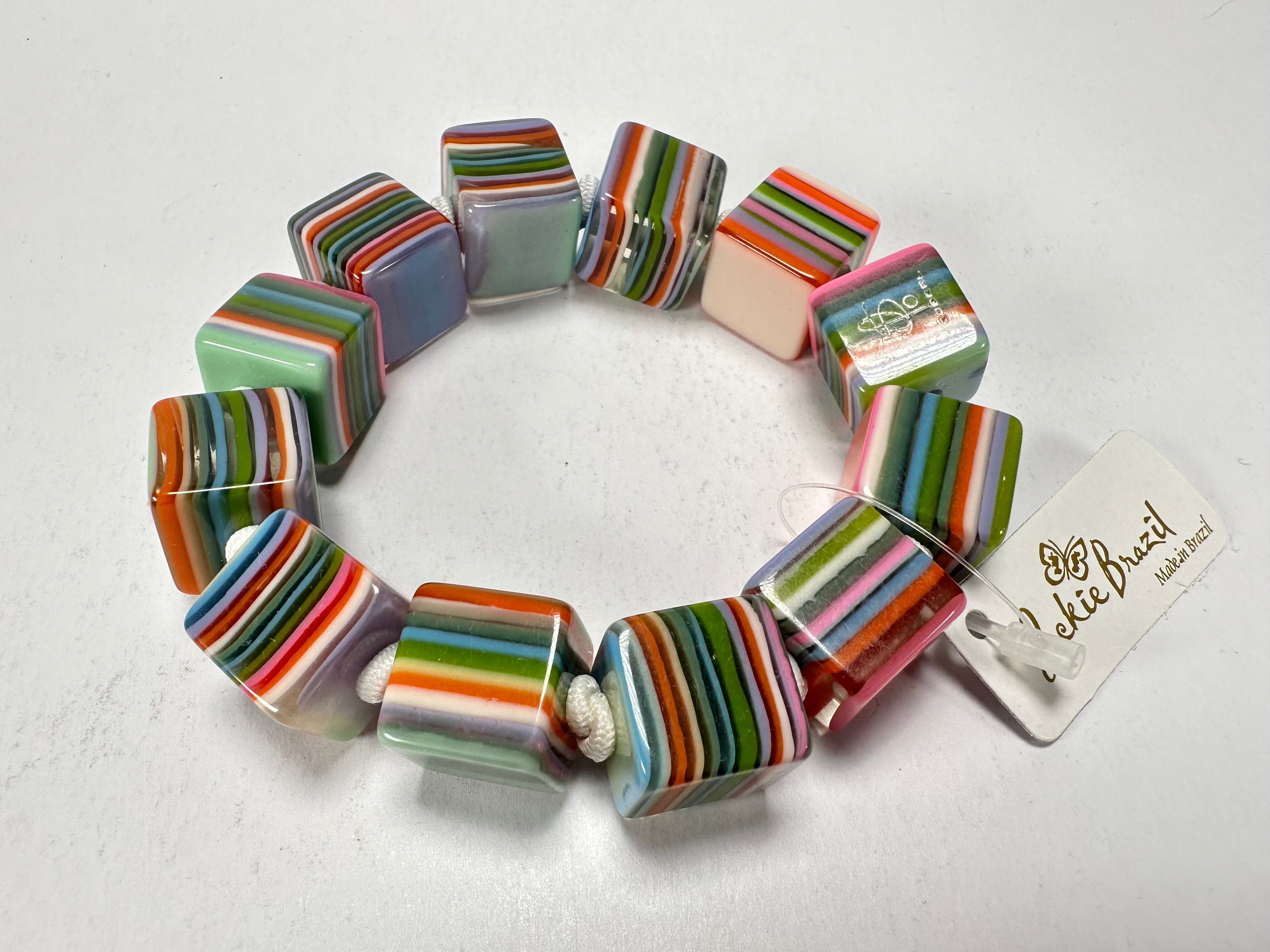 Jackie Brazil "POP" Liquorice Spring Mix Small Cubes Bracelet ( B0224 )