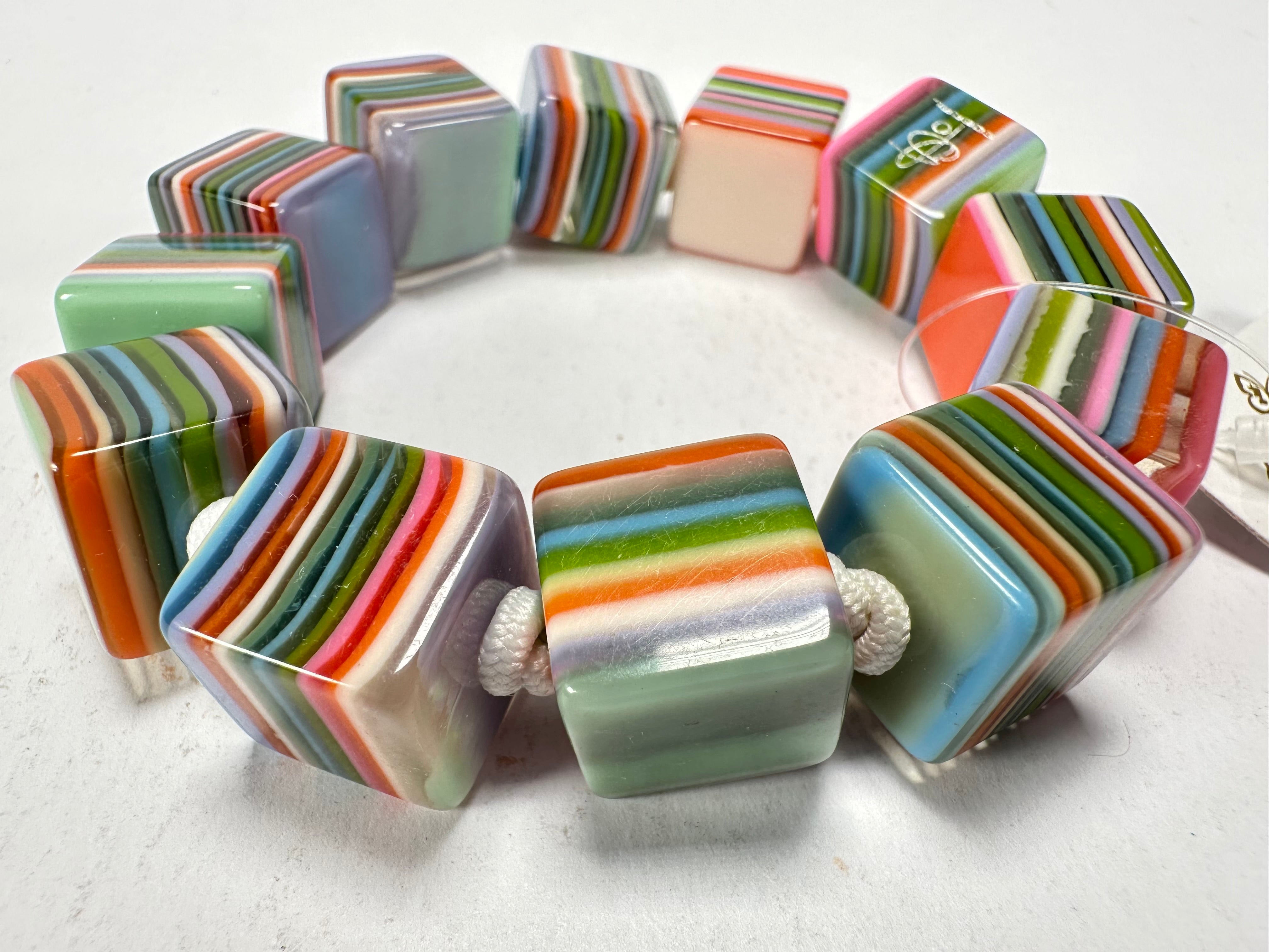 Jackie Brazil "POP" Liquorice Spring Mix Small Cubes Bracelet ( B0224 )