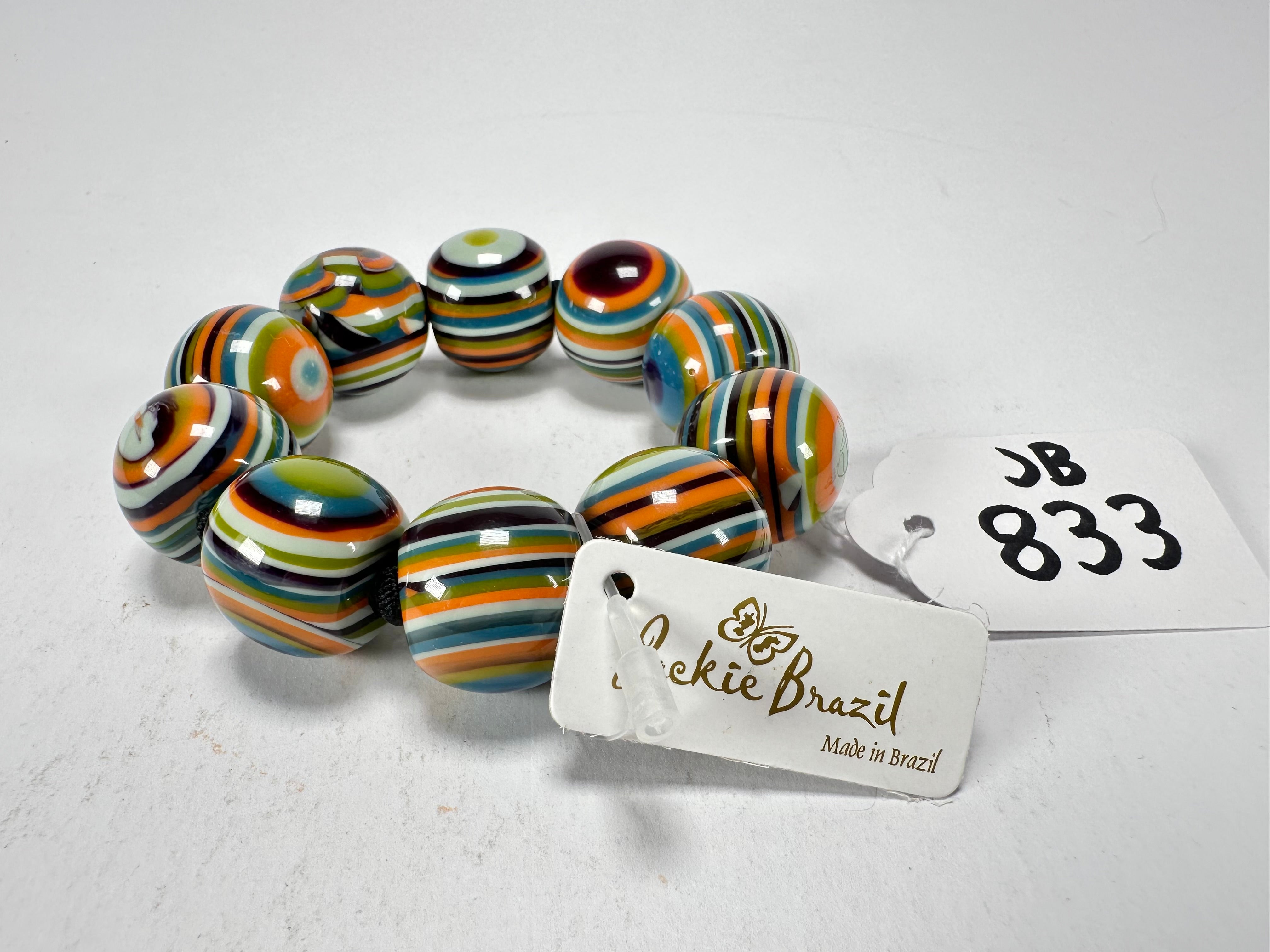 Jackie Brazil "Cat Eyes" Liquorice Allsorts Balls Winter Mix Resin Bracelet ( B0885 )