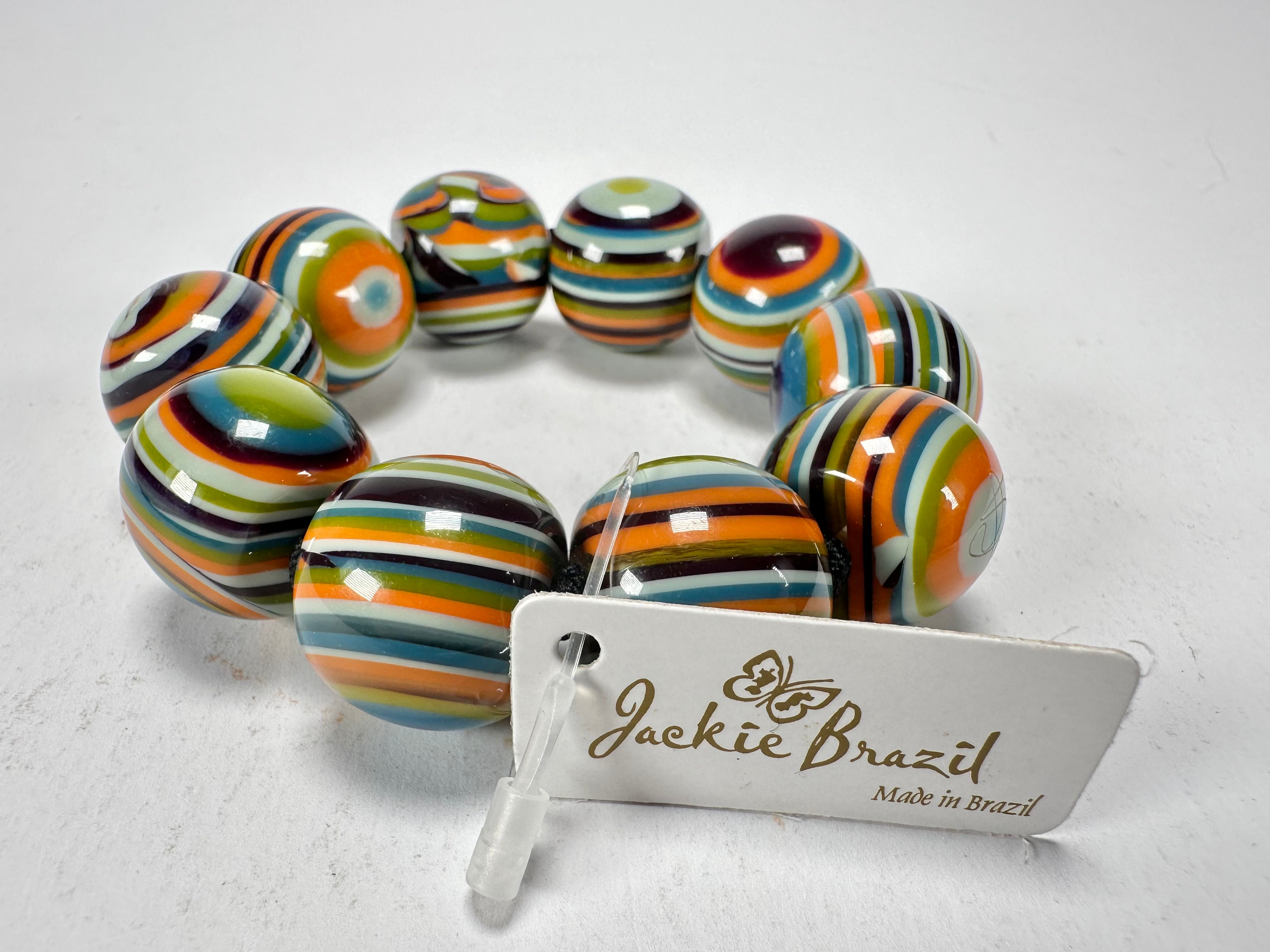 Jackie Brazil "Cat Eyes" Liquorice Allsorts Balls Winter Mix Resin Bracelet ( B0885 )