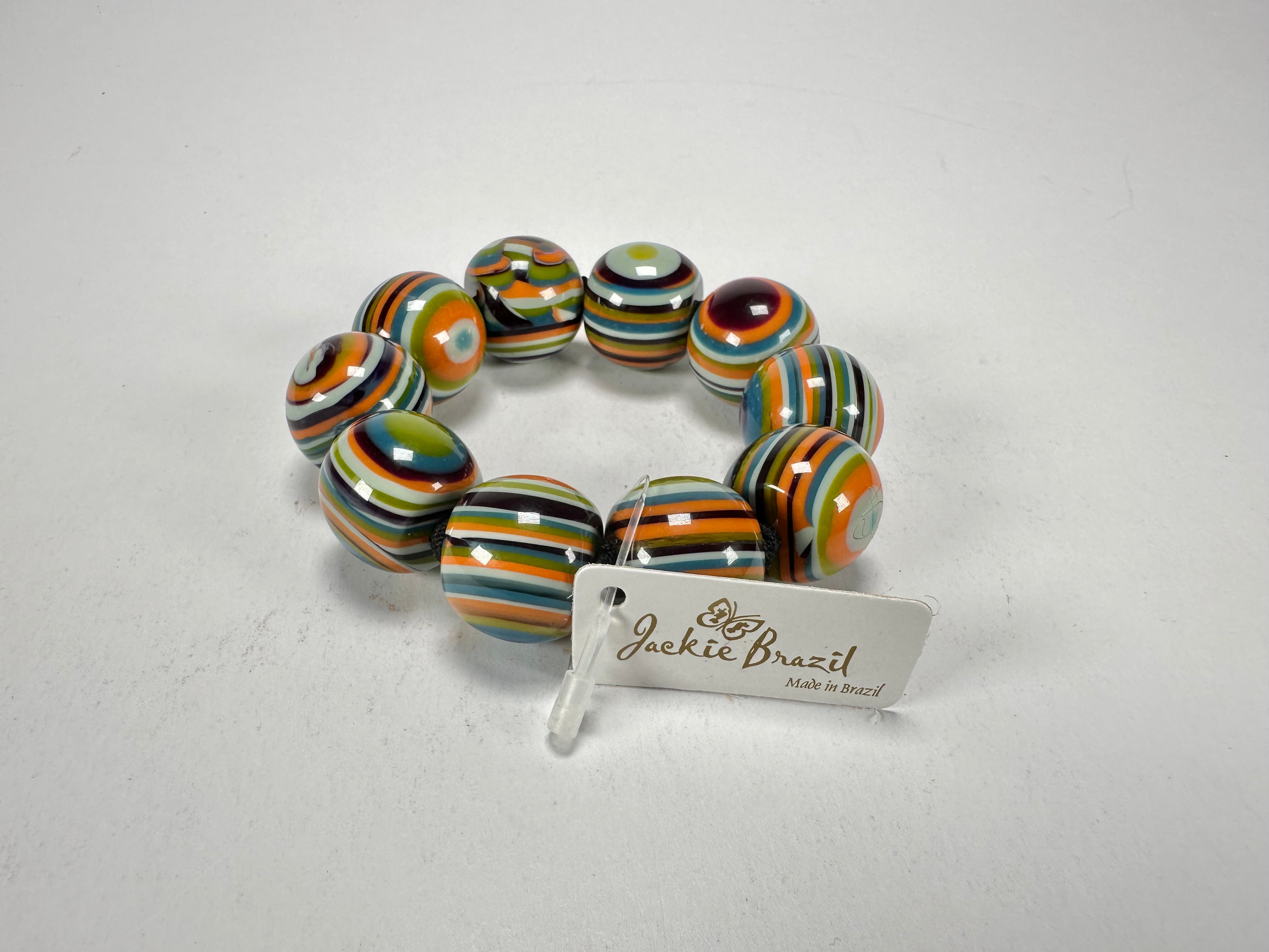 Jackie Brazil "Cat Eyes" Liquorice Allsorts Balls Winter Mix Resin Bracelet ( B0885 )