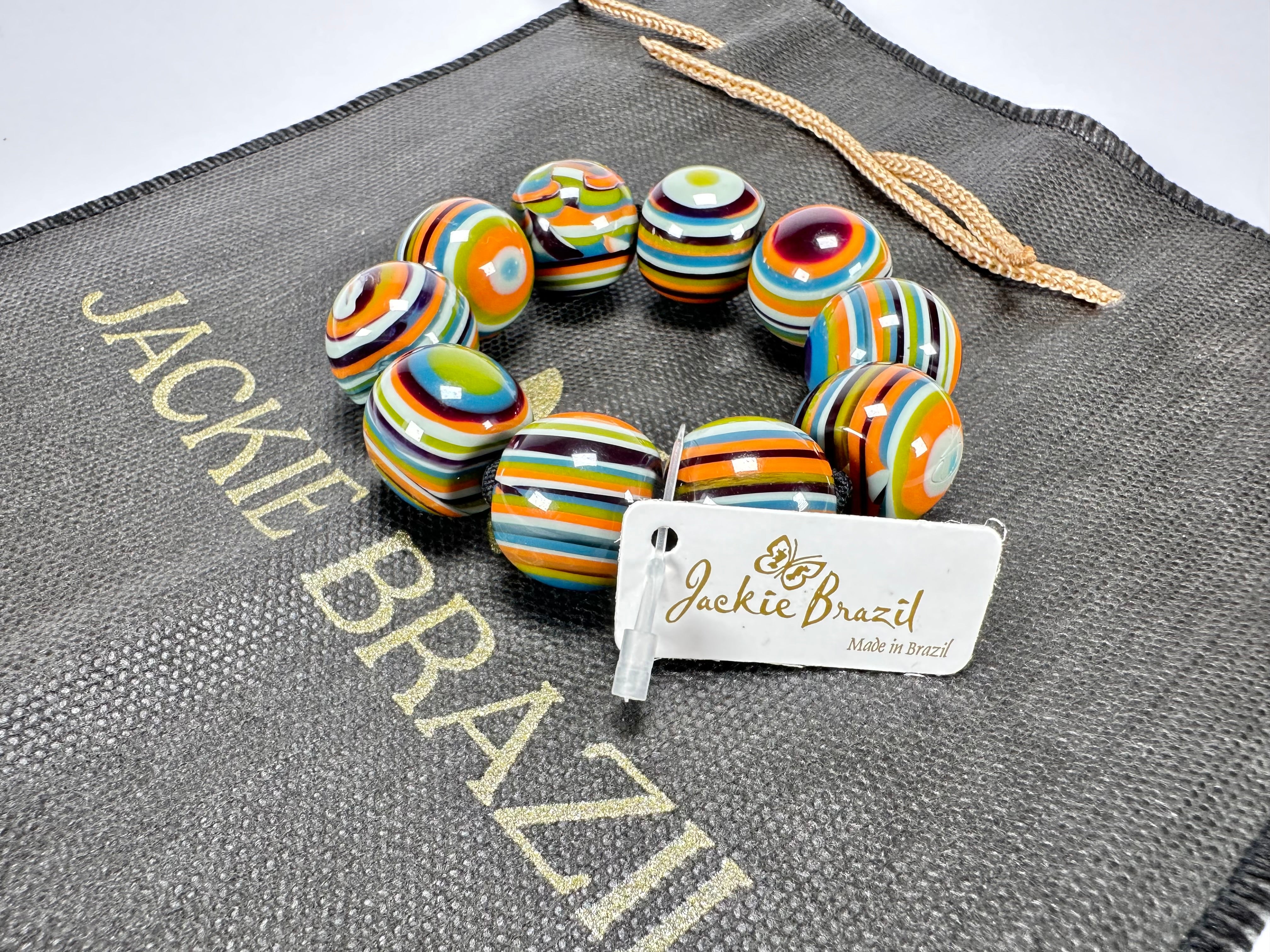 Jackie Brazil "Cat Eyes" Liquorice Allsorts Balls Winter Mix Resin Bracelet ( B0885 )