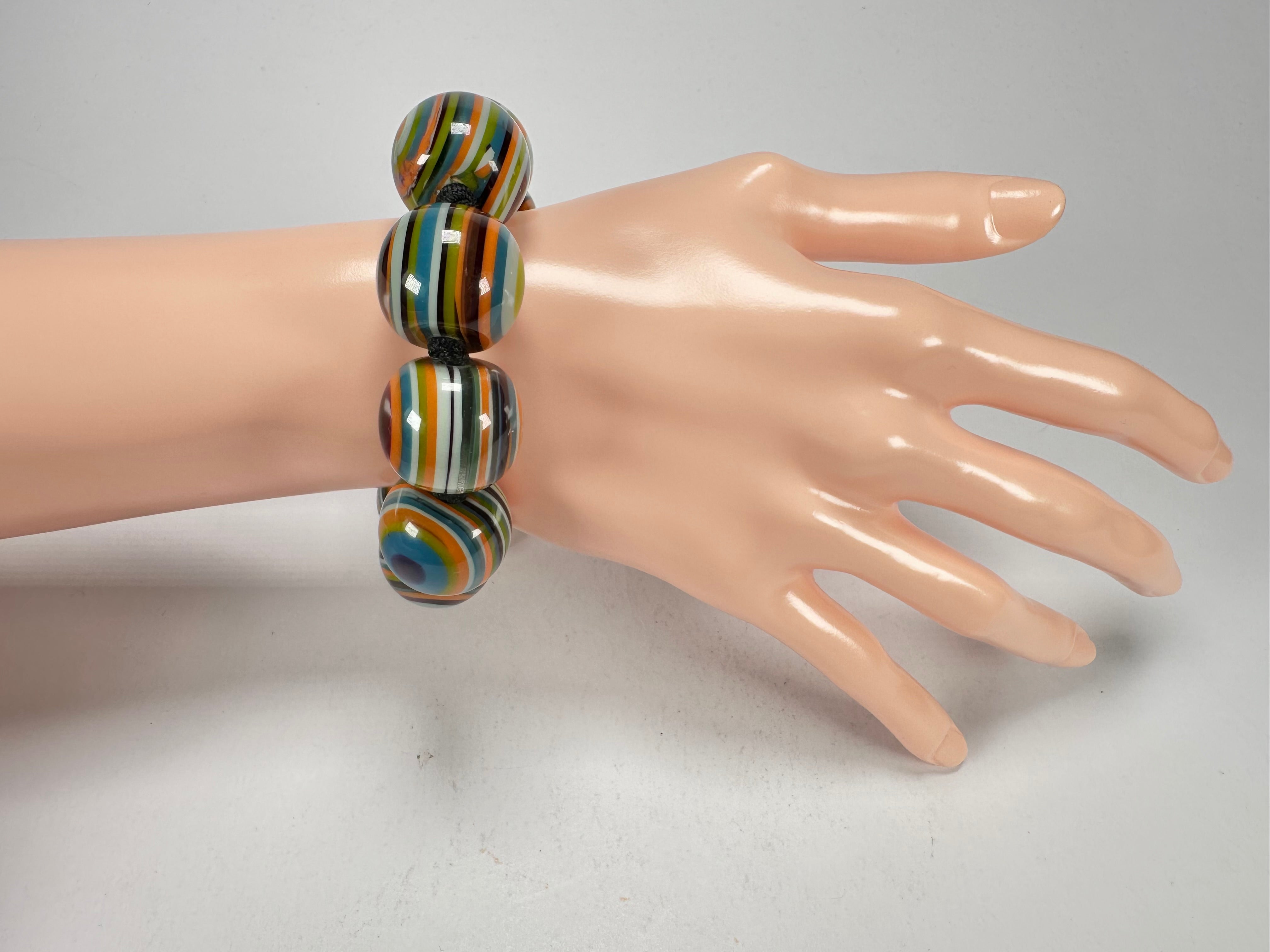 Jackie Brazil "Cat Eyes" Liquorice Allsorts Balls Winter Mix Resin Bracelet ( B0885 )