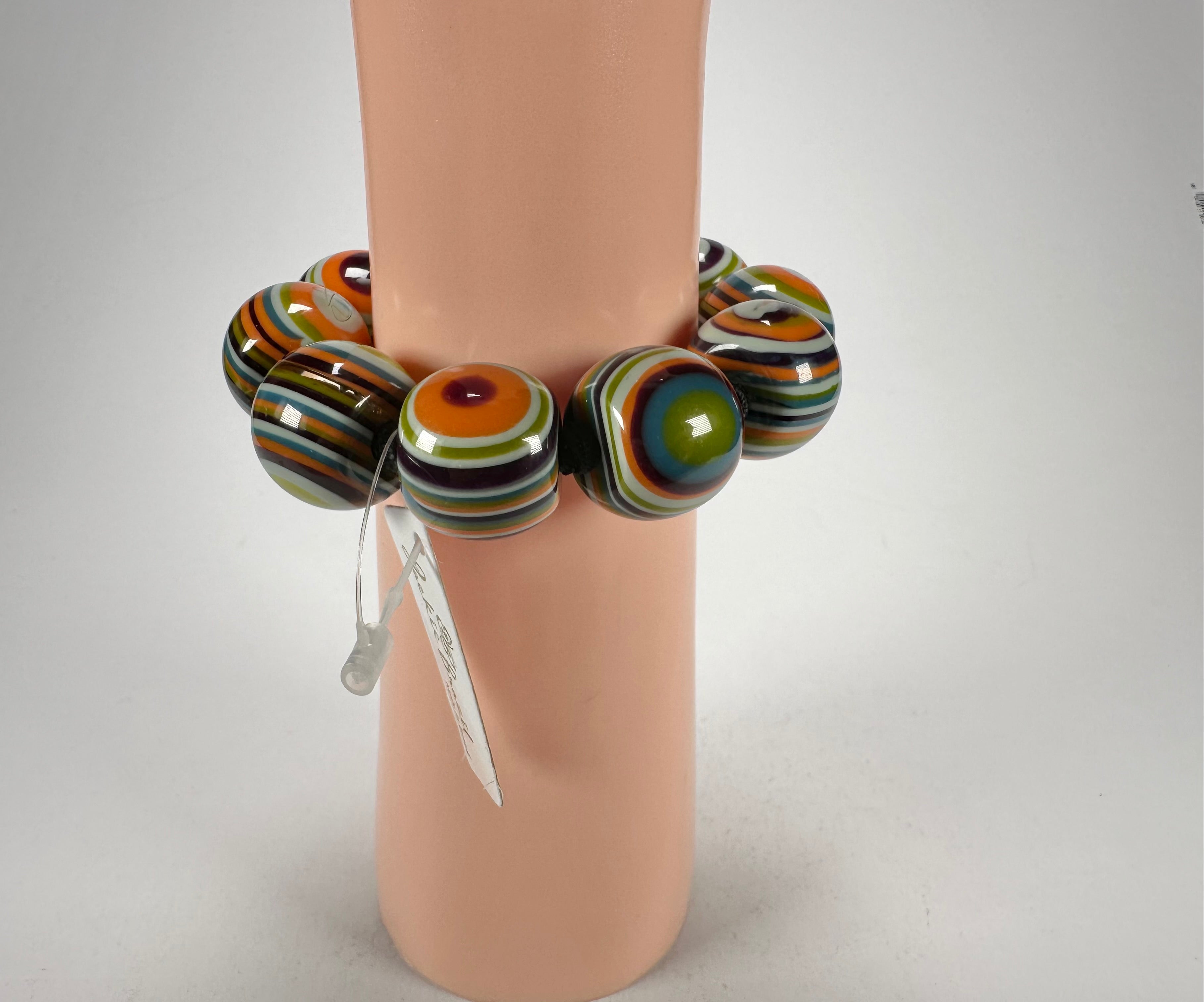 Jackie Brazil "Cat Eyes" Liquorice Allsorts Balls Winter Mix Resin Bracelet ( B0885 )