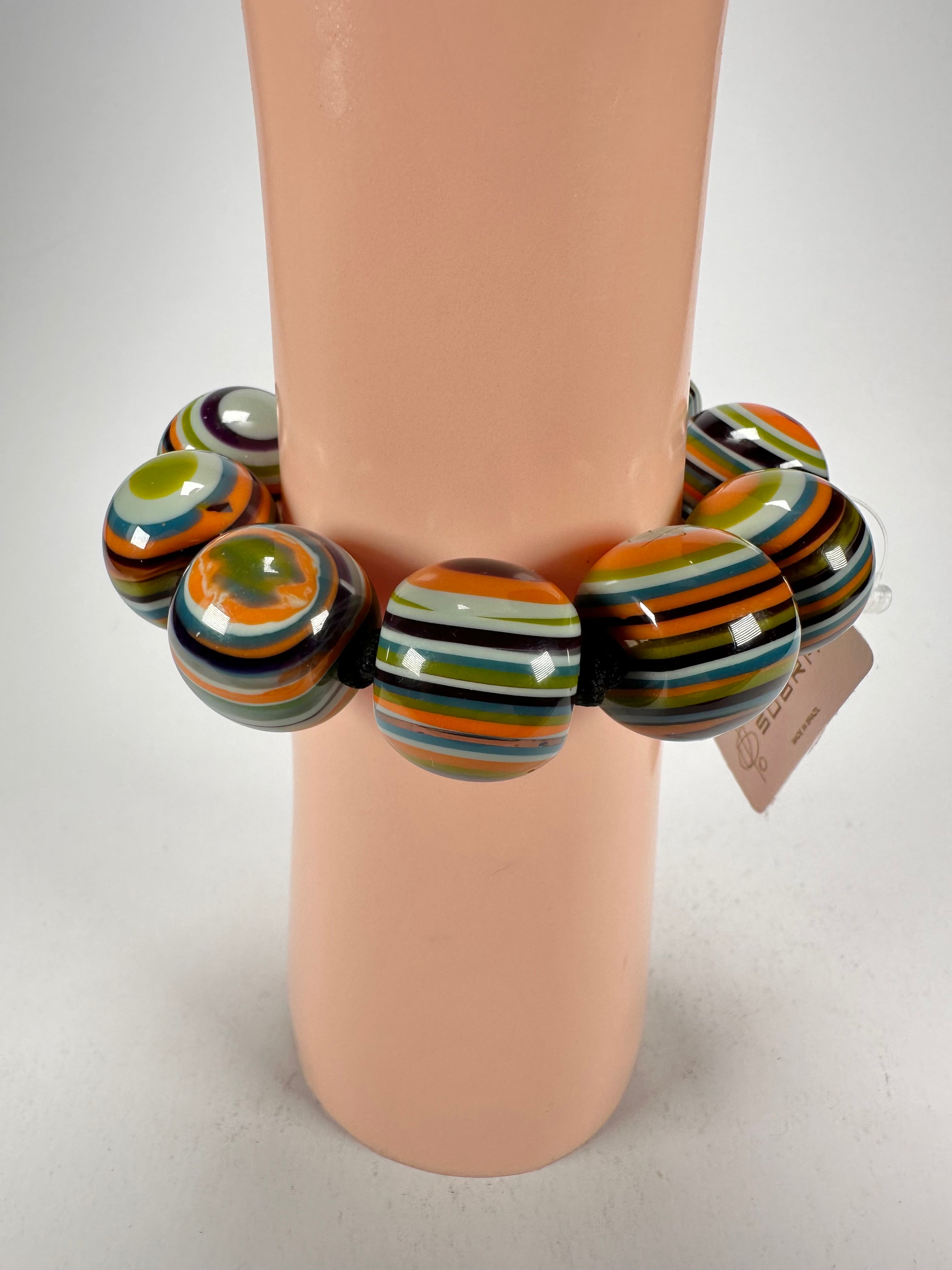 Jackie Brazil "Cat Eyes" Liquorice Allsorts Balls Winter Mix Resin Bracelet ( B0885 )