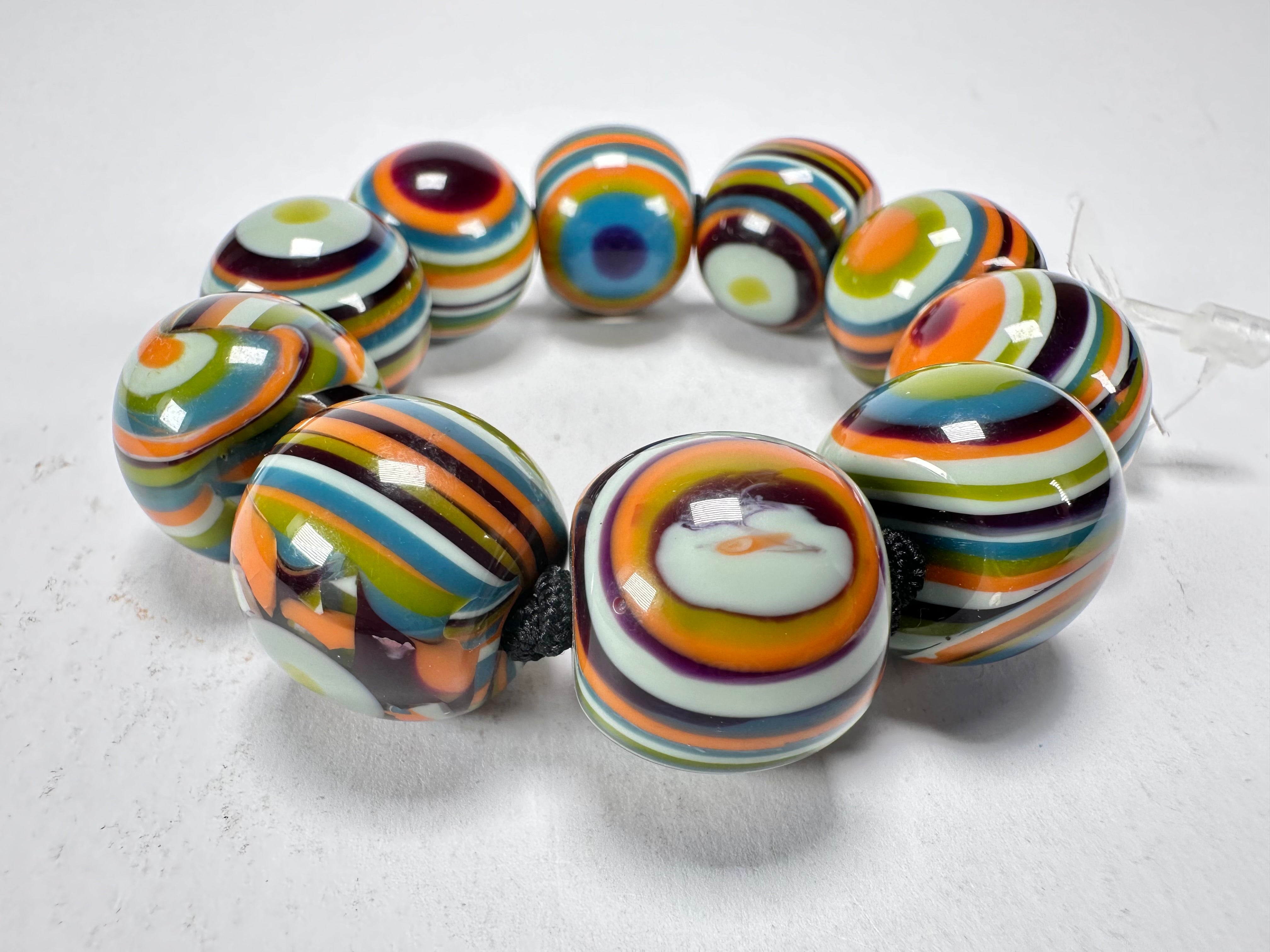 Jackie Brazil "Cat Eyes" Liquorice Allsorts Balls Winter Mix Resin Bracelet ( B0885 )