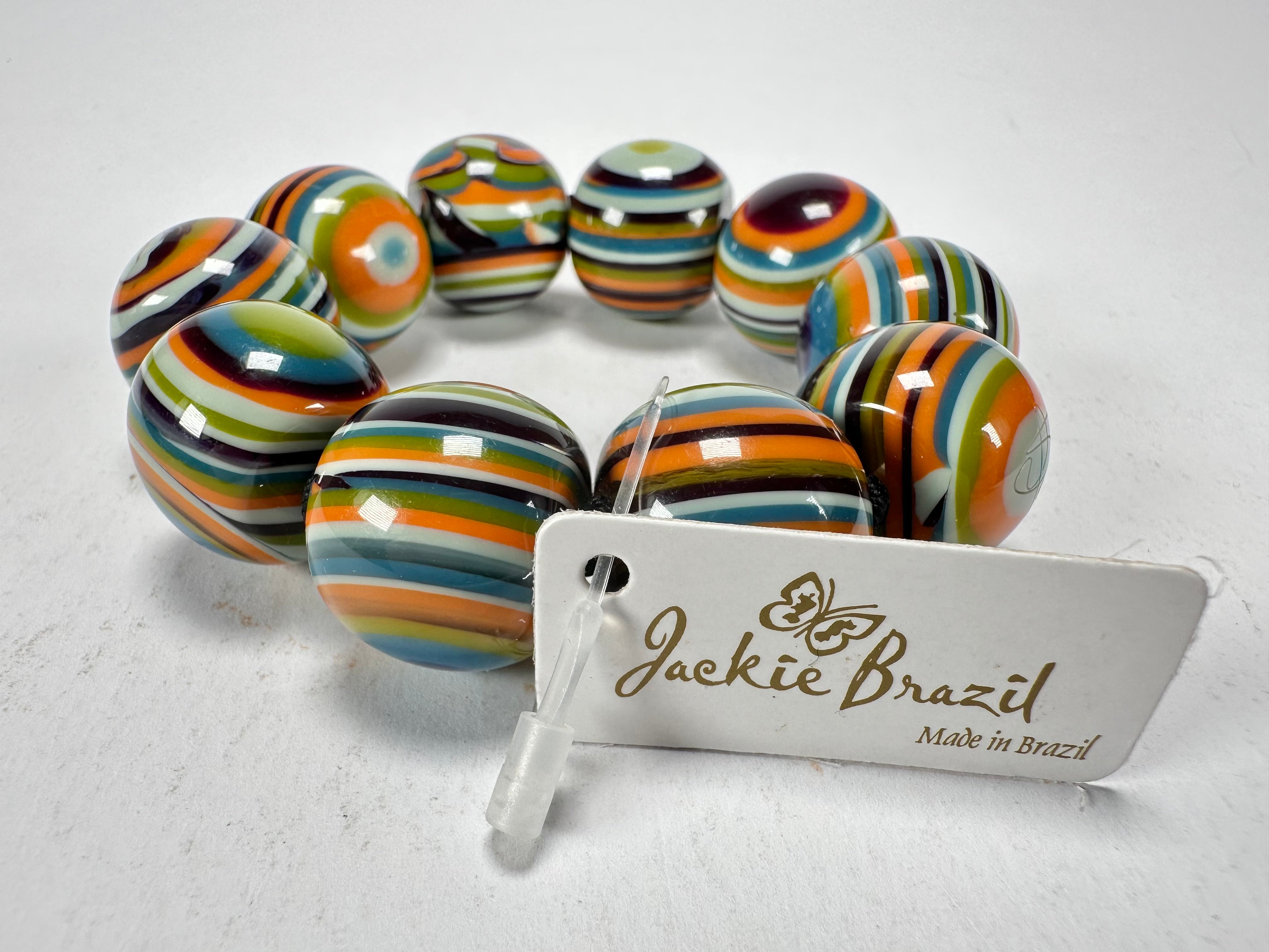 Jackie Brazil "Cat Eyes" Liquorice Allsorts Balls Winter Mix Resin Bracelet ( B0885 )