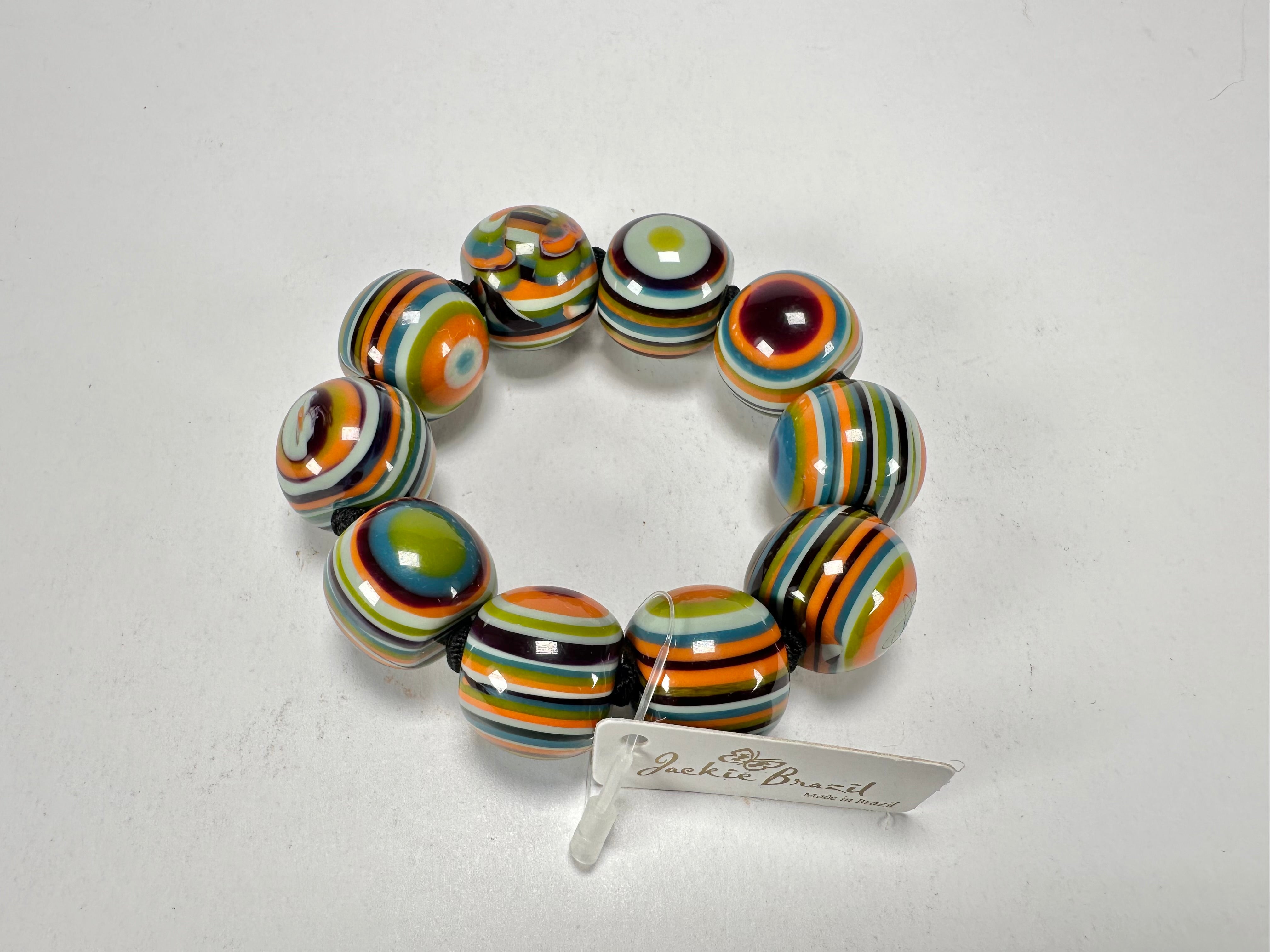 Jackie Brazil "Cat Eyes" Liquorice Allsorts Balls Winter Mix Resin Bracelet ( B0885 )