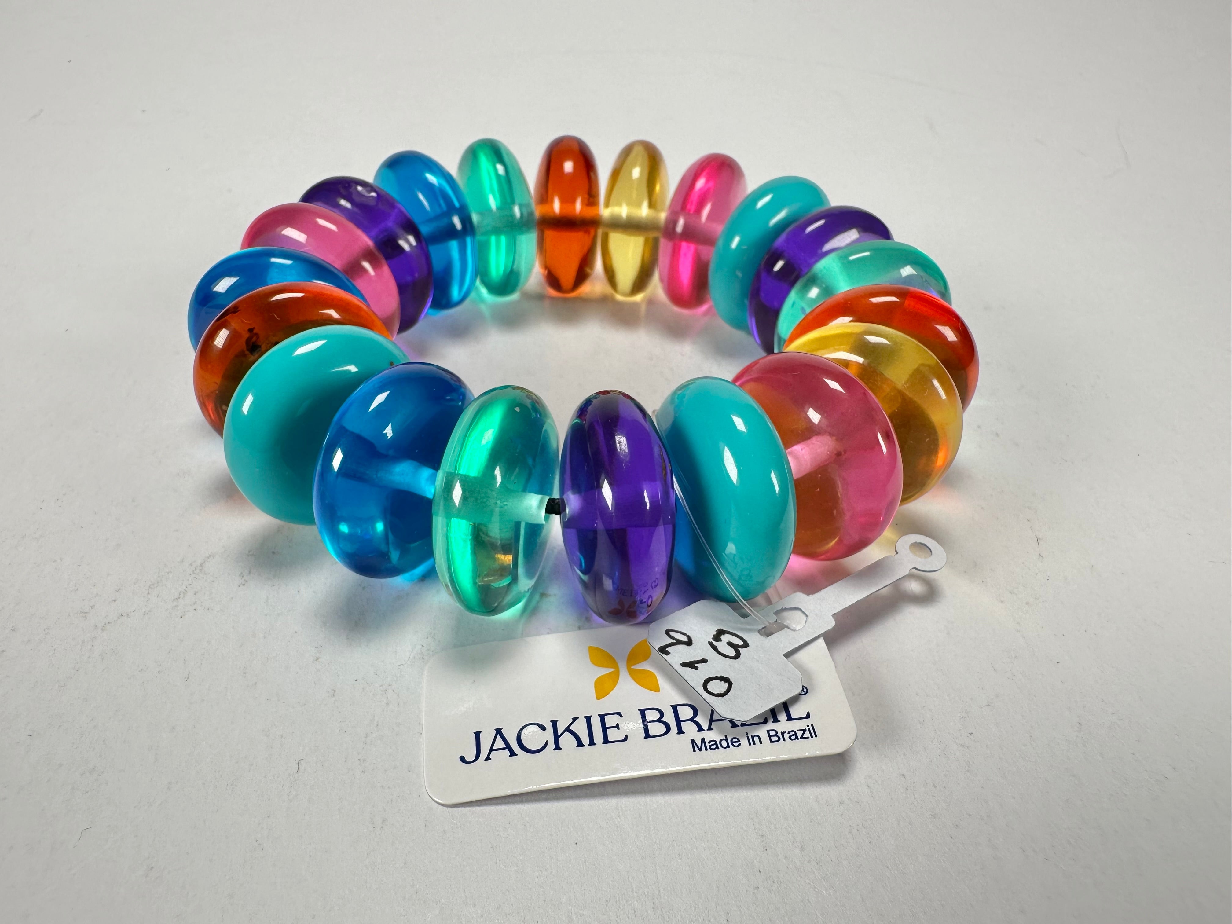 Jackie Brazil "Ana" Transparent Summer Mix Elasticated Wheels Resin Bracelet ( B0910 )