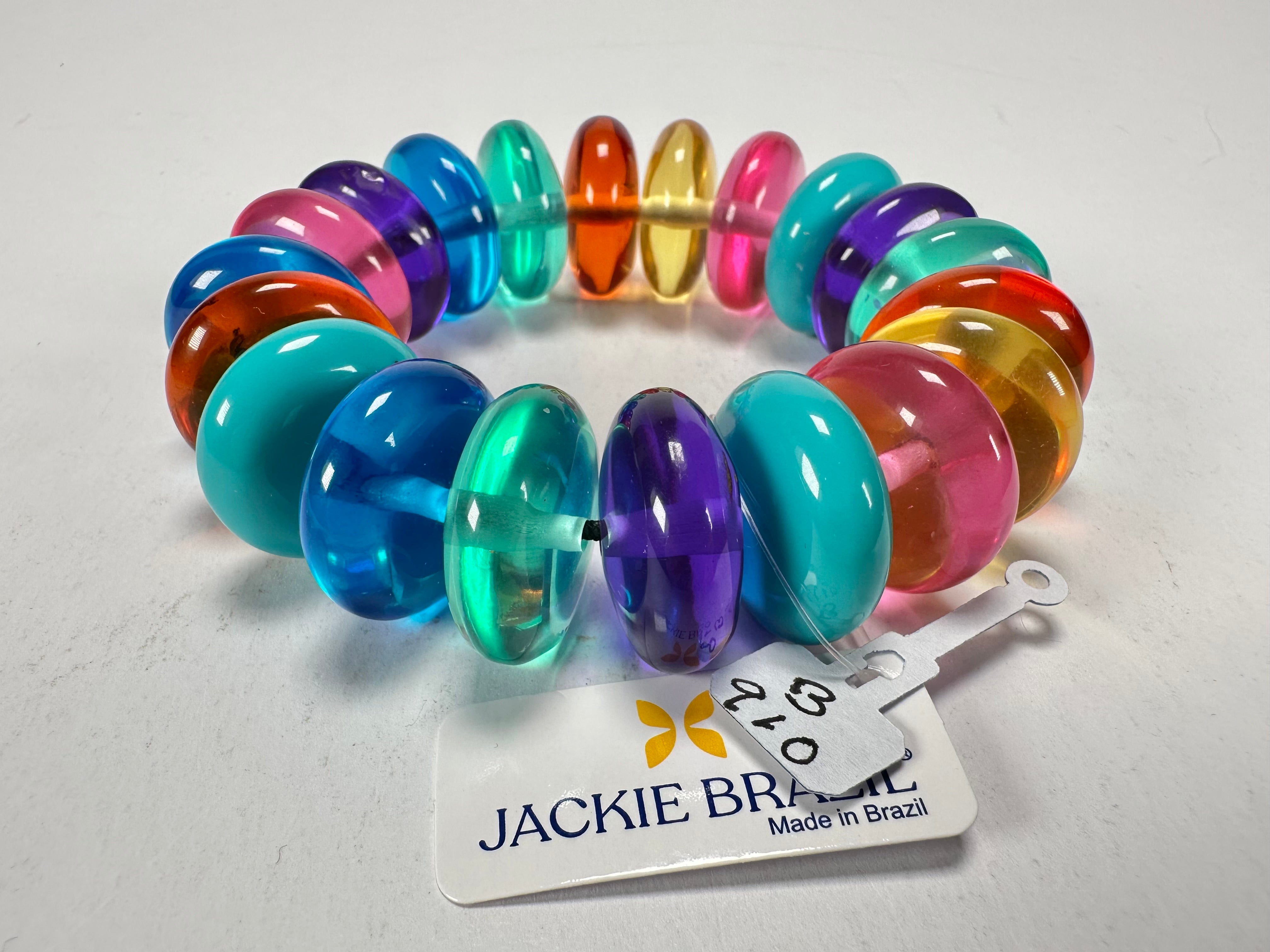 Jackie Brazil "Ana" Transparent Summer Mix Elasticated Wheels Resin Bracelet ( B0910 )
