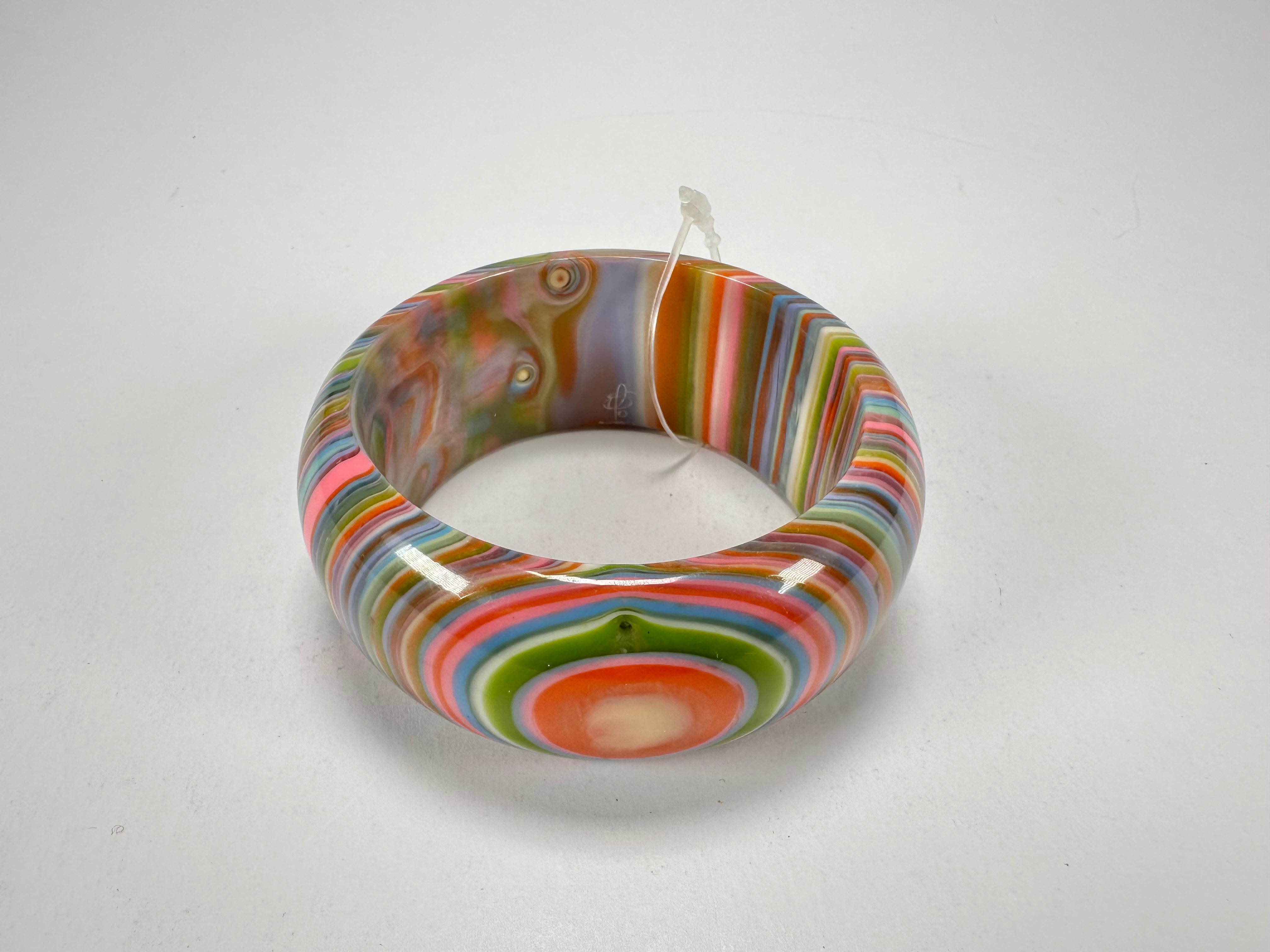 Jackie Brazil "All Sorts "Liquorice w/Cat Eye Spring Colour Mix 3.4cm Bangle ( B2444 )
