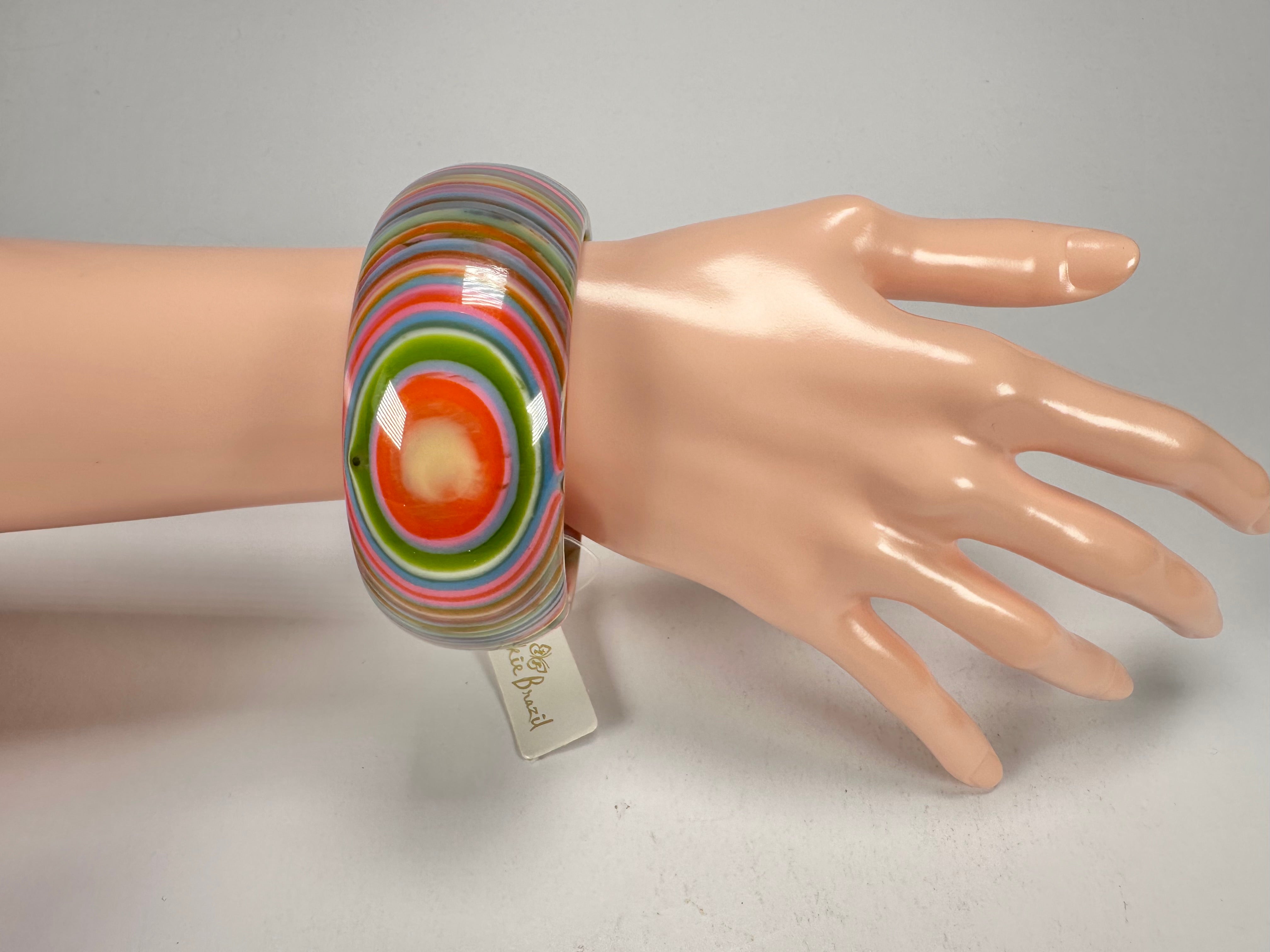 Jackie Brazil "All Sorts "Liquorice w/Cat Eye Spring Colour Mix 3.4cm Bangle ( B2444 )