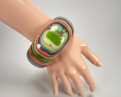 Jackie Brazil "All Sorts "Liquorice w/Cat Eye Spring Colour Mix 3.4cm Bangle ( B2444 )