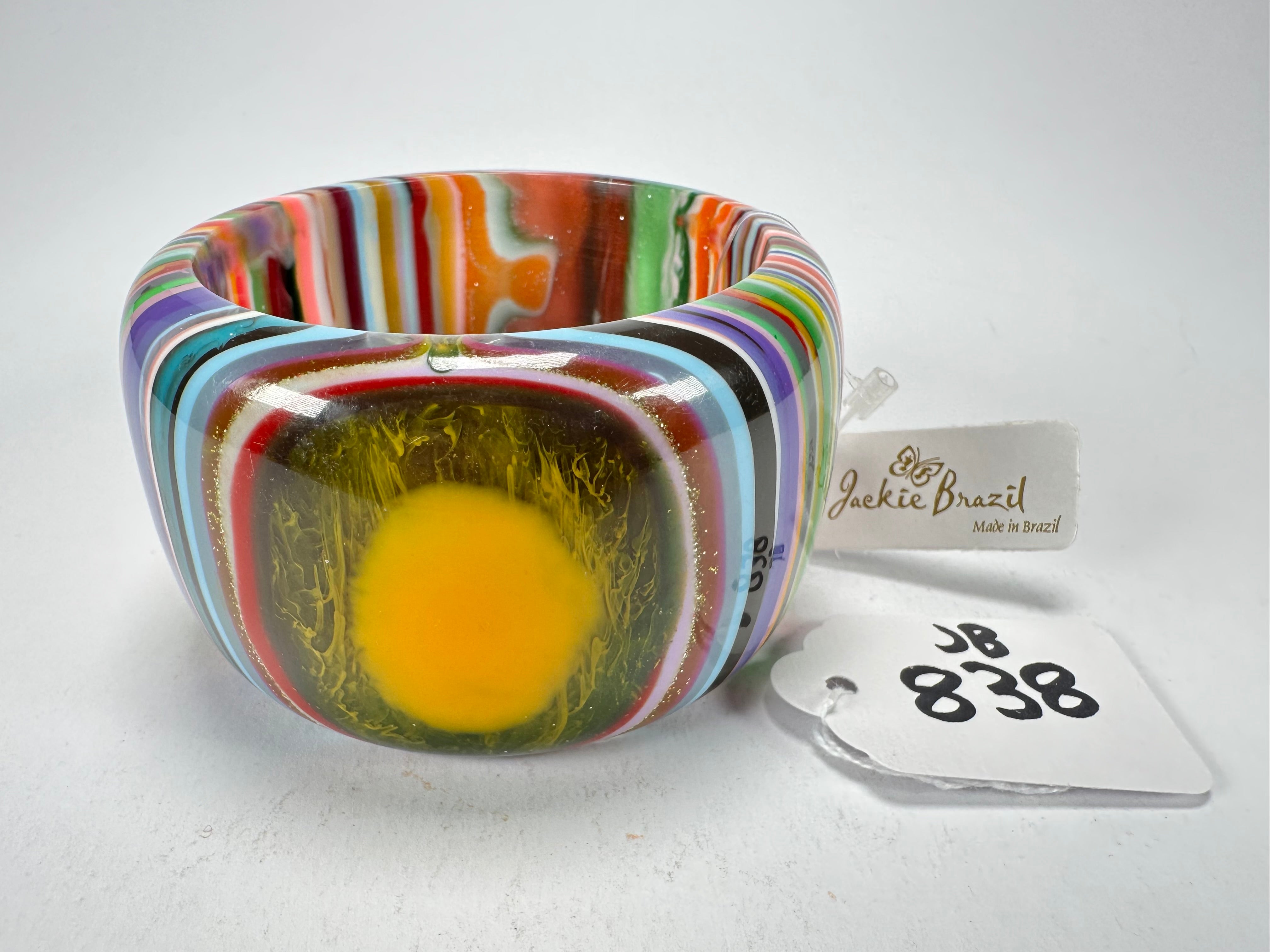 Jackie Brazil "Tiger" Liquorice Allsorts with Cat Eye Mix Colours 5cm Resin Bangle ( B0932 )