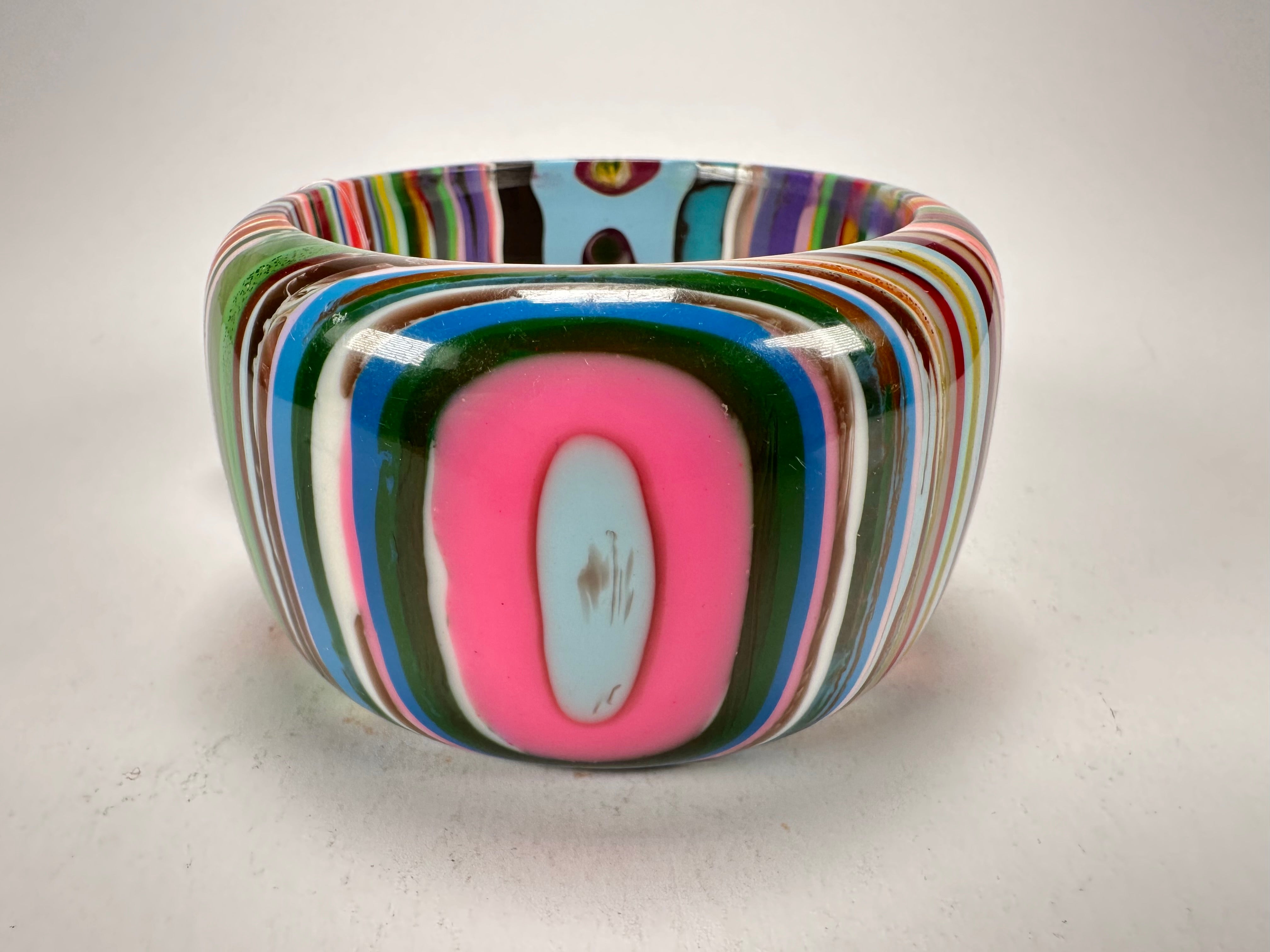 Jackie Brazil "Tiger" Liquorice Allsorts with Cat Eye Mix Colours 5cm Resin Bangle ( B0932 )