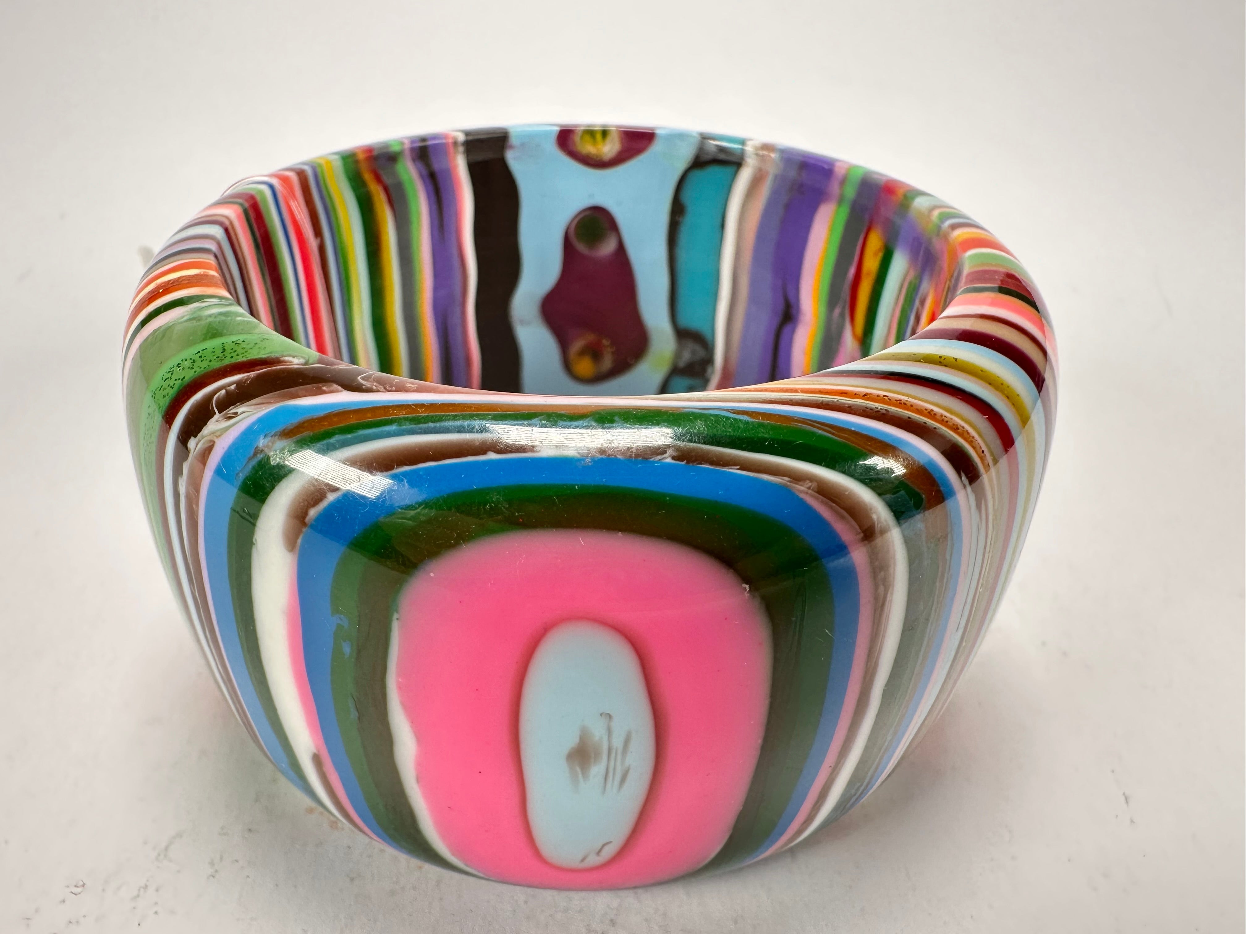 Jackie Brazil "Tiger" Liquorice Allsorts with Cat Eye Mix Colours 5cm Resin Bangle ( B0932 )