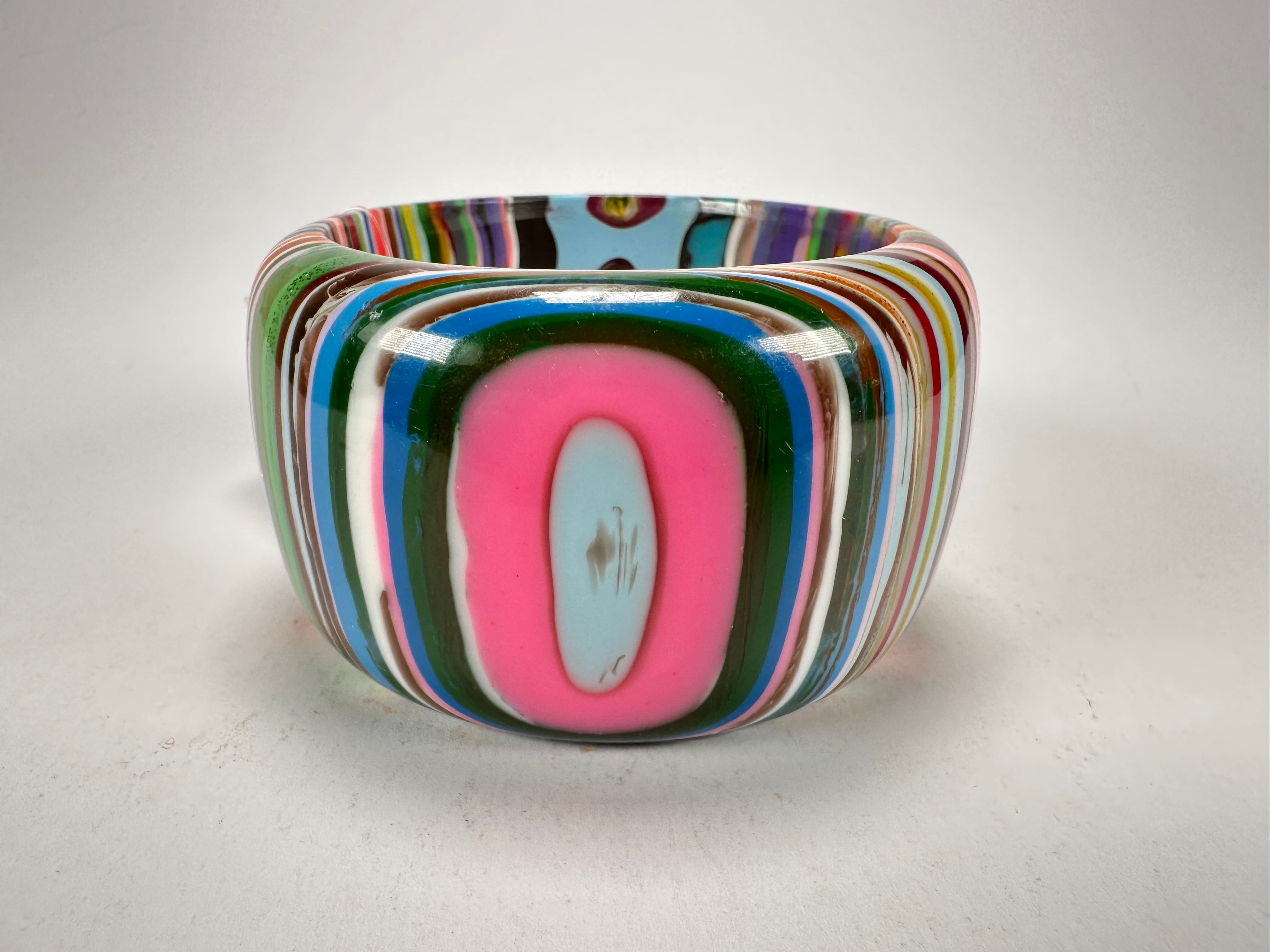 Jackie Brazil "Tiger" Liquorice Allsorts with Cat Eye Mix Colours 5cm Resin Bangle ( B0932 )