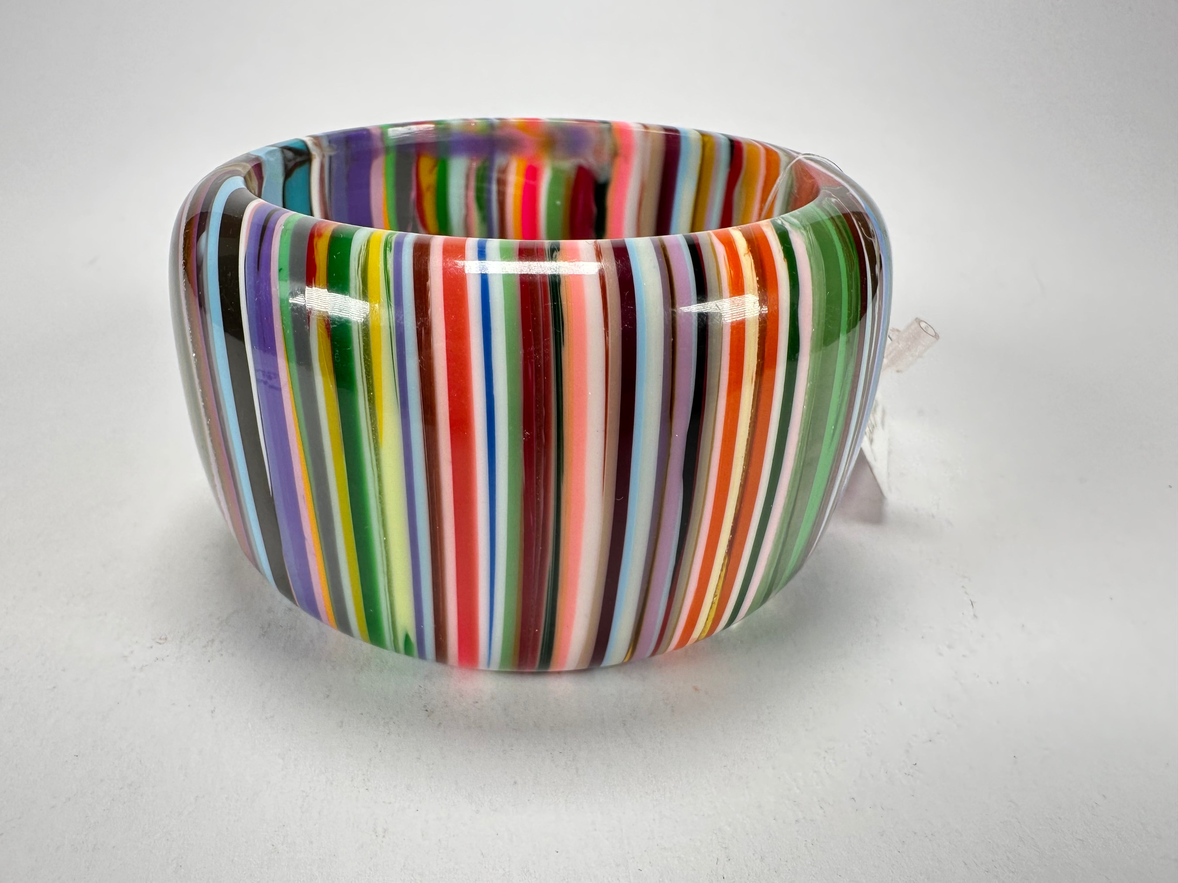 Jackie Brazil "Tiger" Liquorice Allsorts with Cat Eye Mix Colours 5cm Resin Bangle ( B0932 )