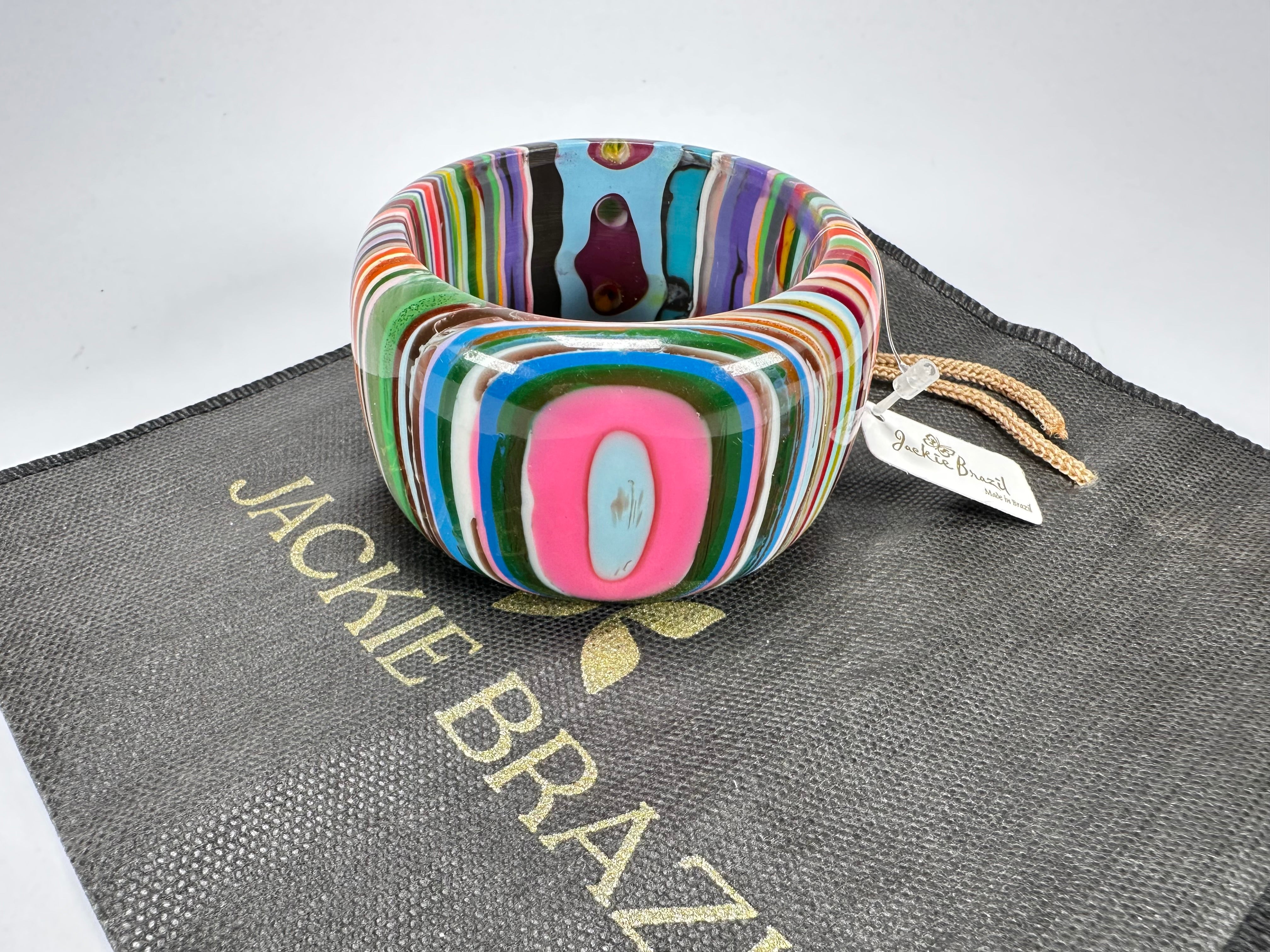 Jackie Brazil "Tiger" Liquorice Allsorts with Cat Eye Mix Colours 5cm Resin Bangle ( B0932 )