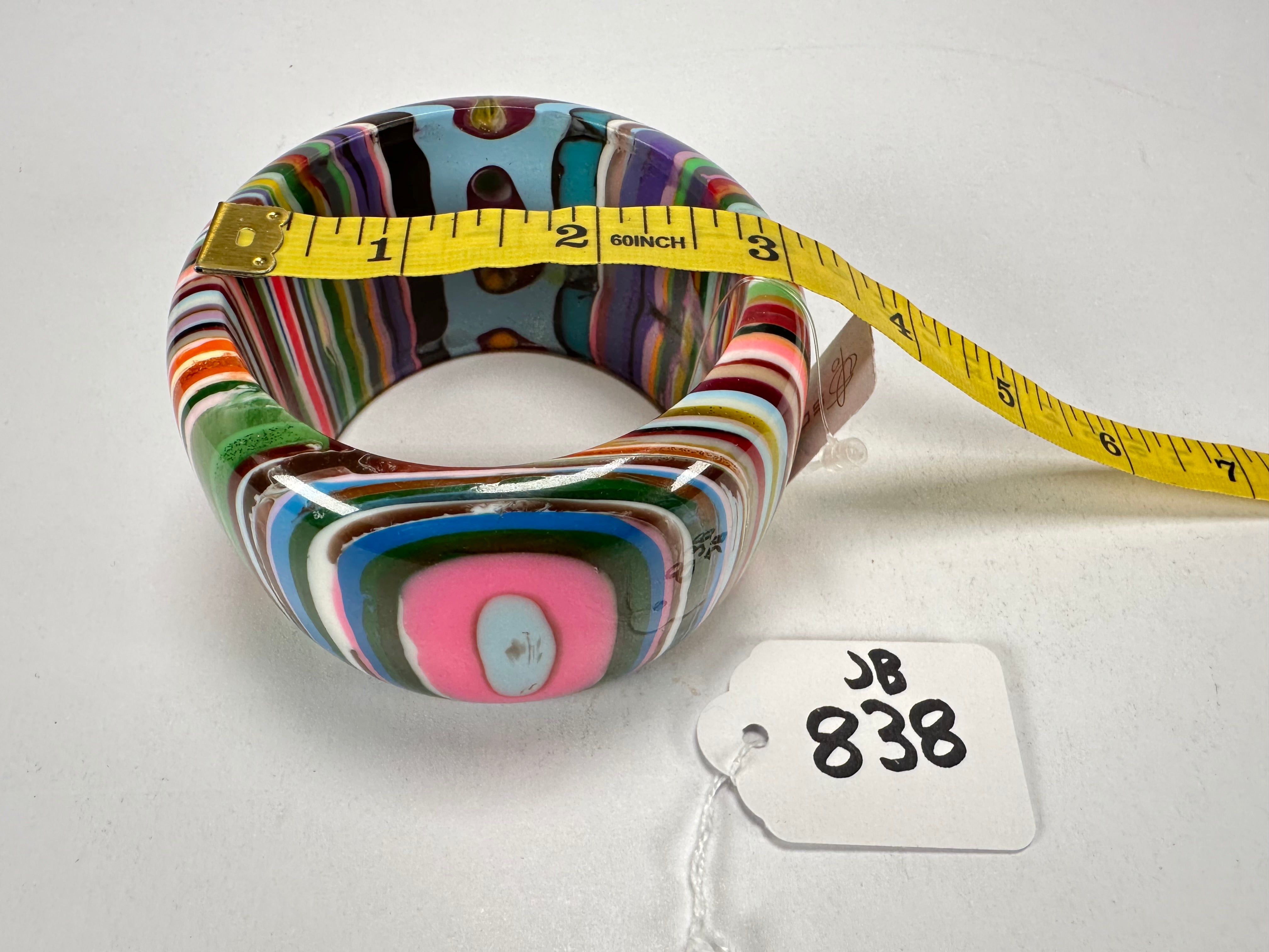 Jackie Brazil "Tiger" Liquorice Allsorts with Cat Eye Mix Colours 5cm Resin Bangle ( B0932 )