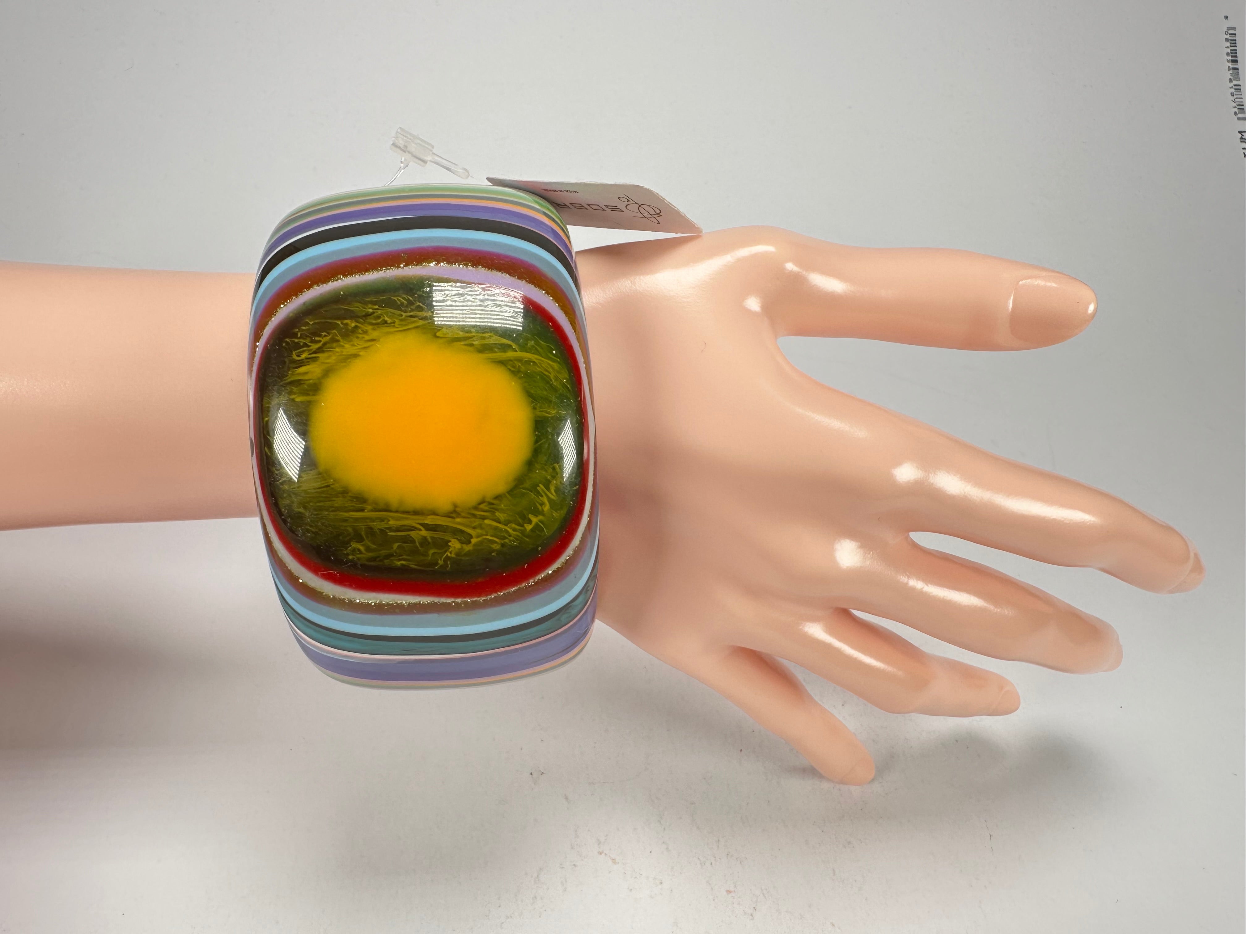 Jackie Brazil "Tiger" Liquorice Allsorts with Cat Eye Mix Colours 5cm Resin Bangle ( B0932 )